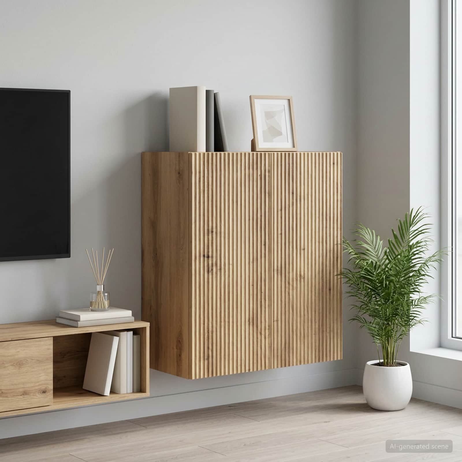 vidaXL Стенно шкафче 59 x 31 x 60 см Инженерна дървесина Дъб артизан