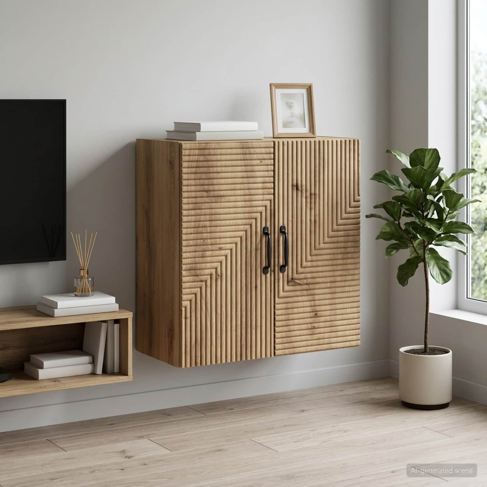 vidaXL Стенно шкафче 59 x 31 x 60 см Инженерна дървесина Дъб артизан