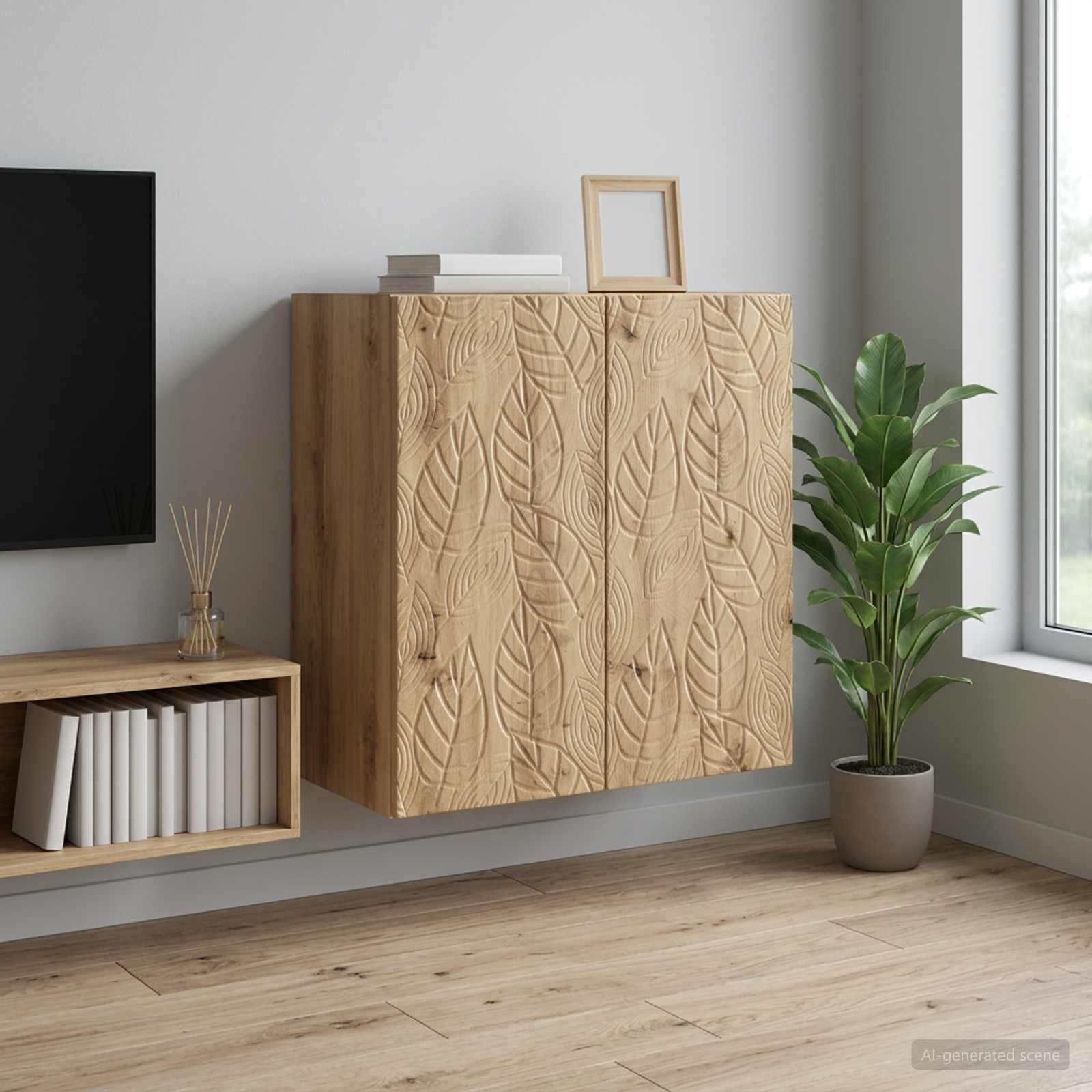 vidaXL Стенно шкафче 59 x 31 x 60 см Инженерна дървесина Дъб артизан