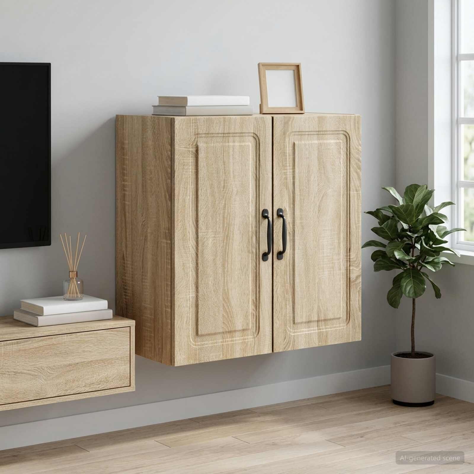 vidaXL Стенно шкафче 59 x 31 x 60 см Инженерна дървесина Дъб сонома