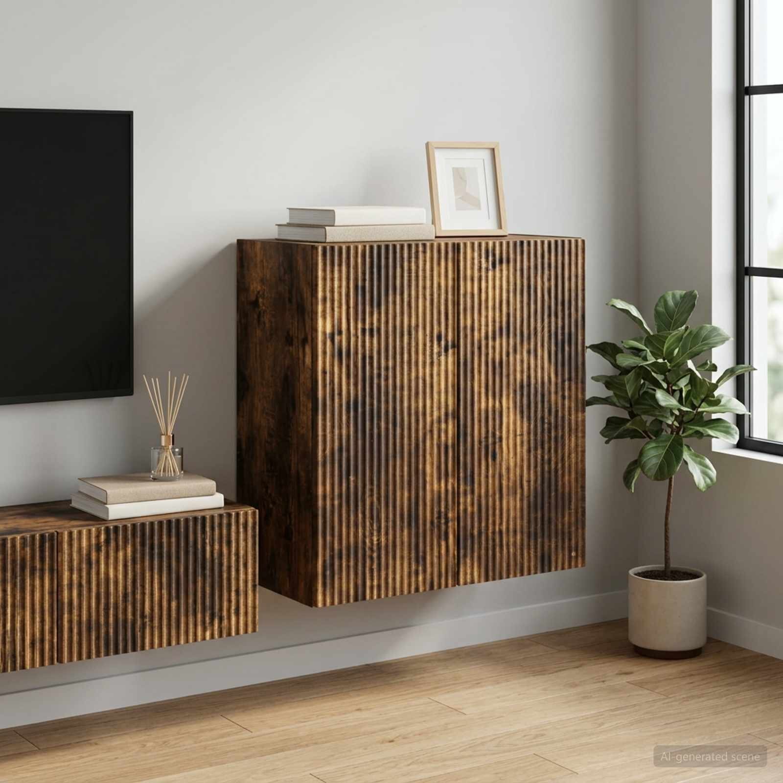 vidaXL Стенно шкафче 59 x 31 x 60 см Инженерна дървесина Опушен дъб