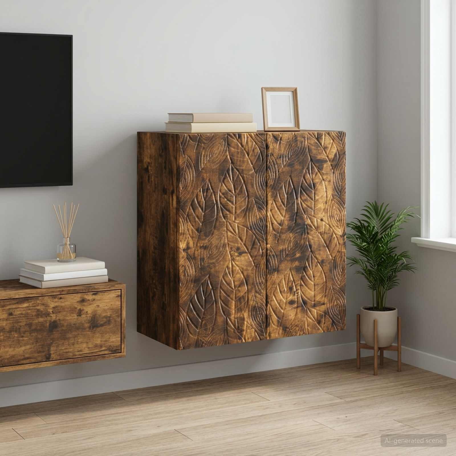 vidaXL Стенно шкафче 59 x 31 x 60 см Инженерна дървесина Опушен дъб