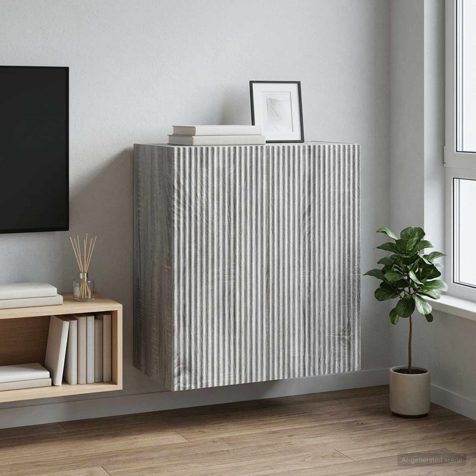 vidaXL Стенно шкафче 59 x 31 x 60 см Инженерна дървесина Сив Сонома