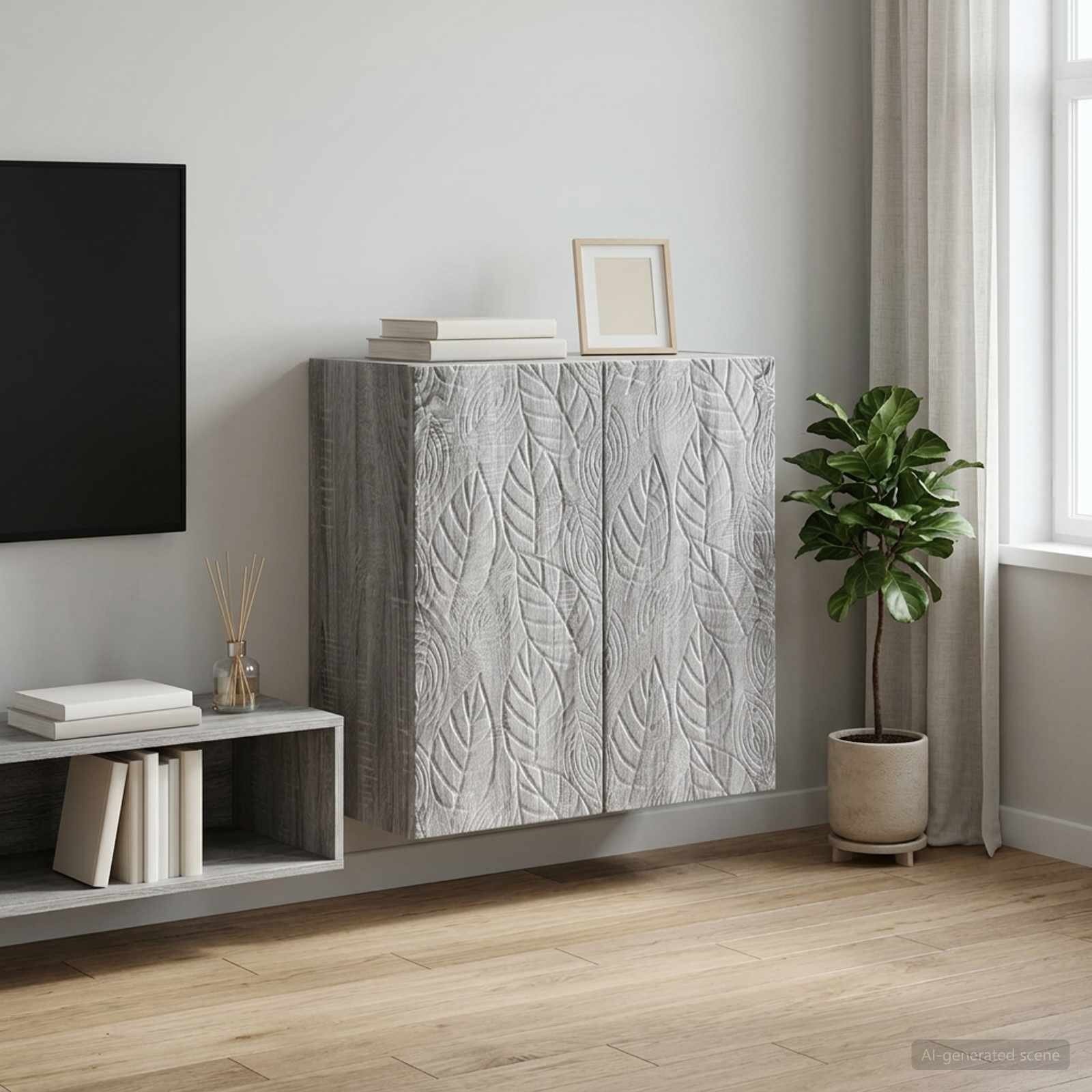 vidaXL Стенно шкафче 59 x 31 x 60 см Инженерна дървесина Сив Сонома