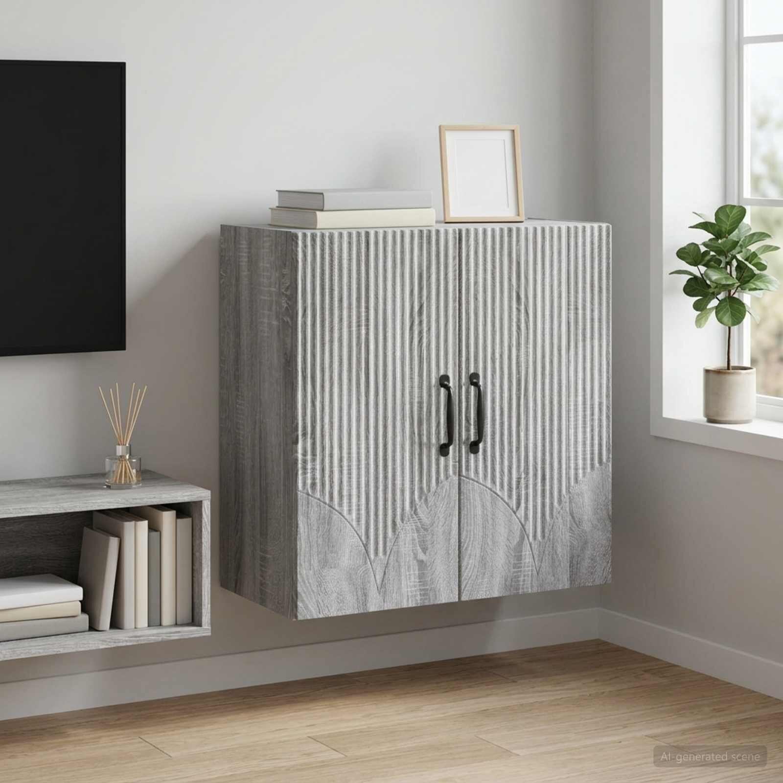 vidaXL Стенно шкафче 59 x 31 x 60 см Инженерна дървесина Сив Сонома