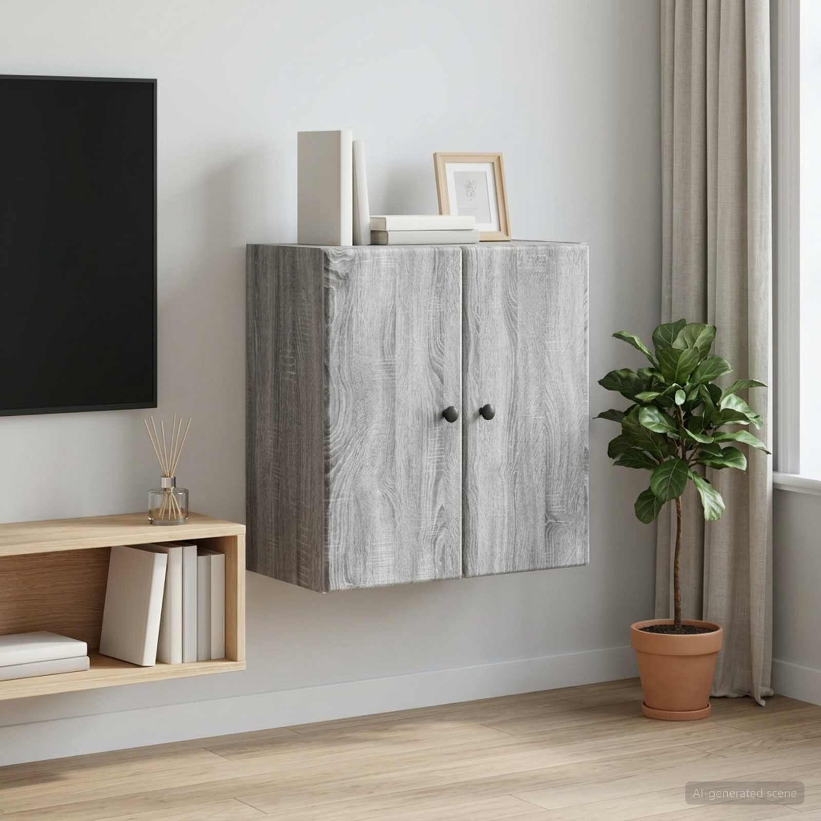 vidaXL Стенно шкафче 59 x 31 x 60 см Инженерна дървесина Сив Сонома