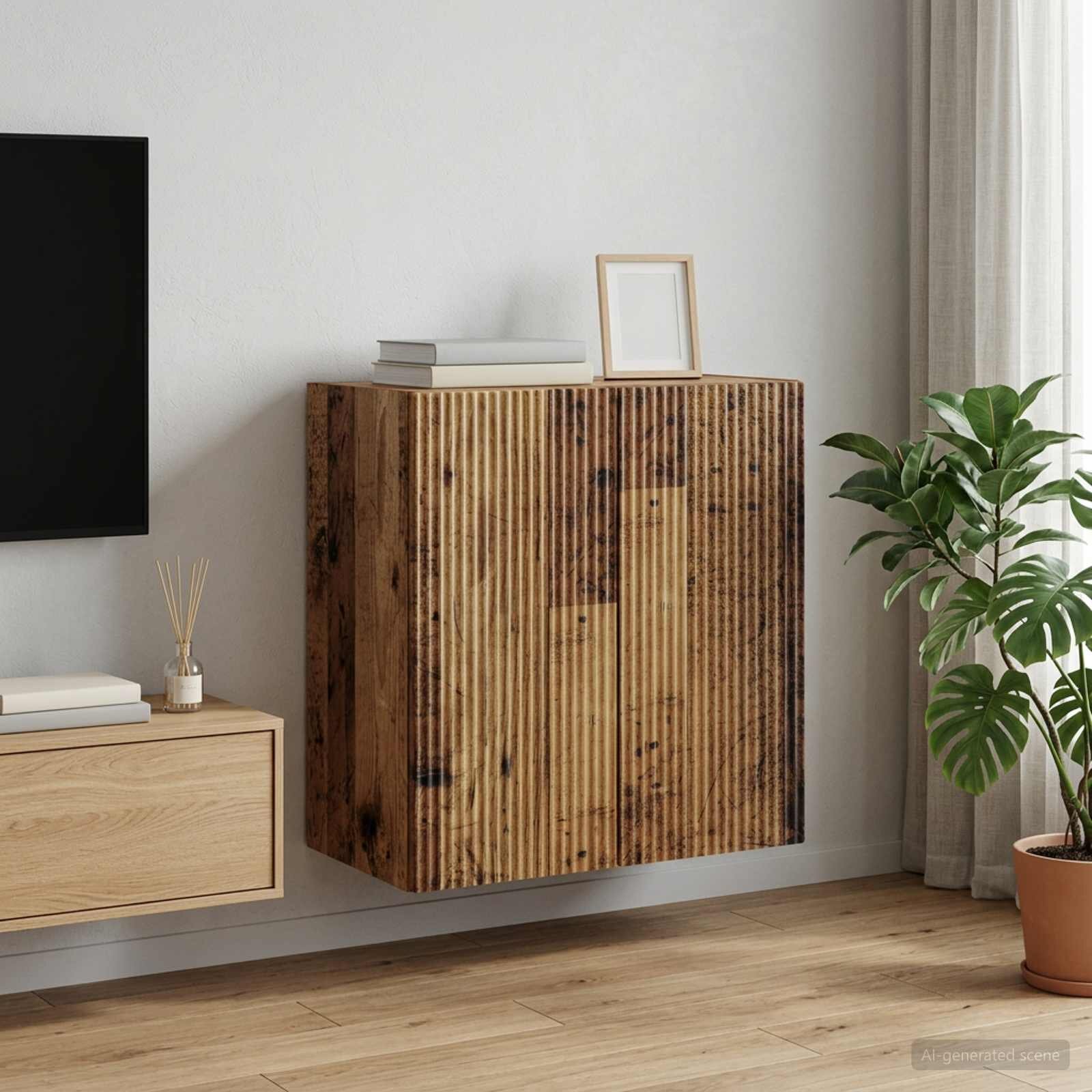 vidaXL Стенно шкафче 59 x 31 x 60 см Инженерна дървесина Старо дърво