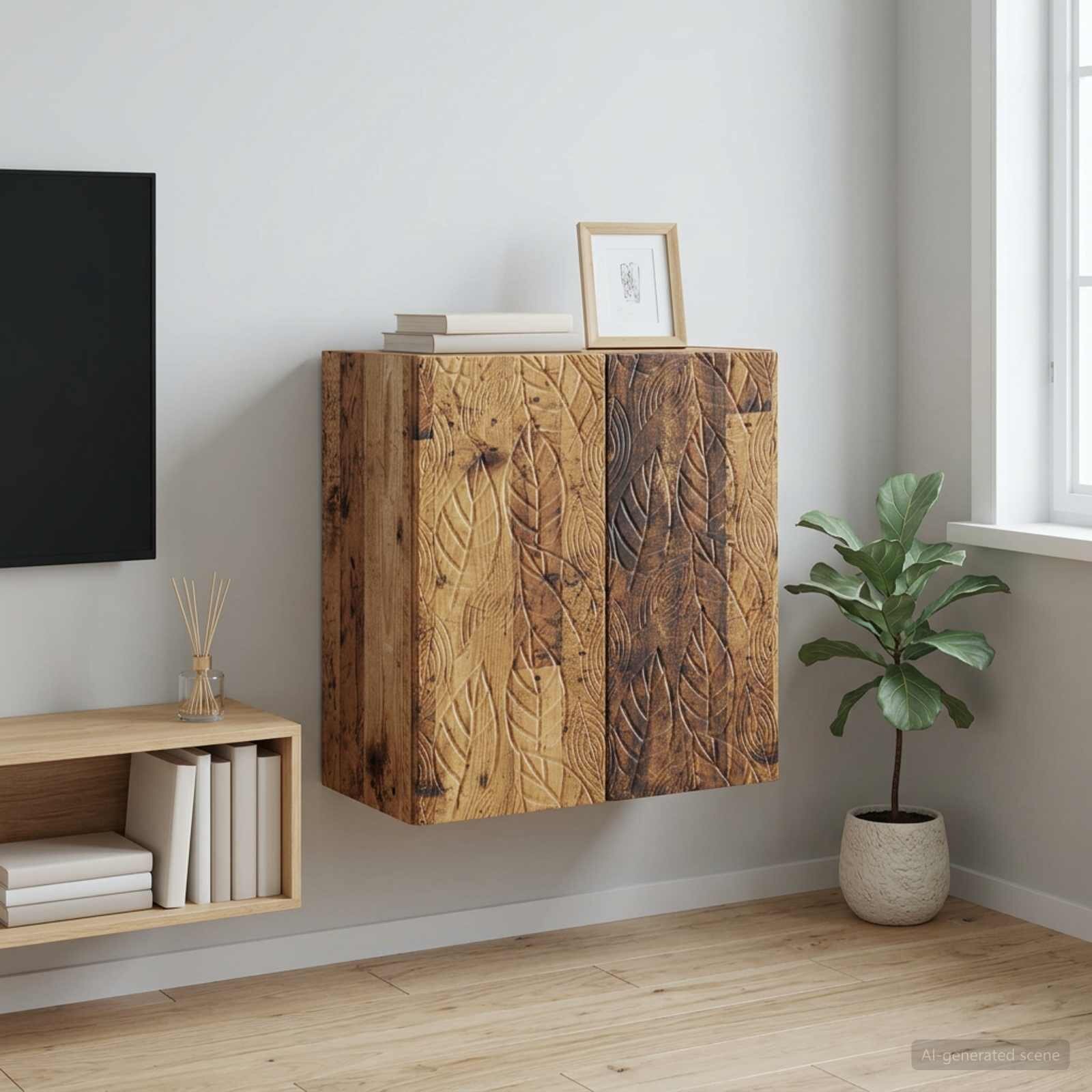 vidaXL Стенно шкафче 59 x 31 x 60 см Инженерна дървесина Старо дърво