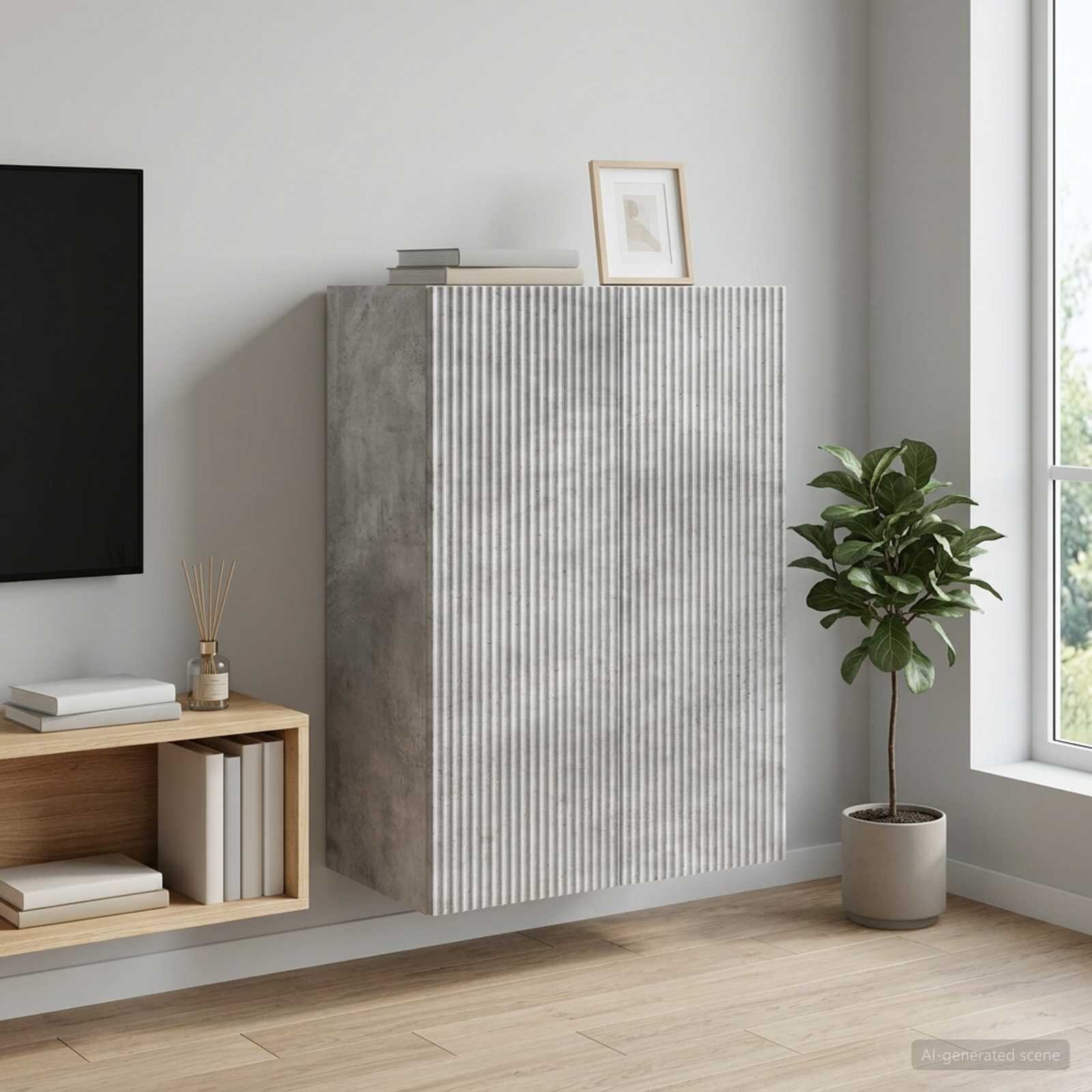 vidaXL Стенно шкафче 66 x 345 x 90 см Инженерна дървесина