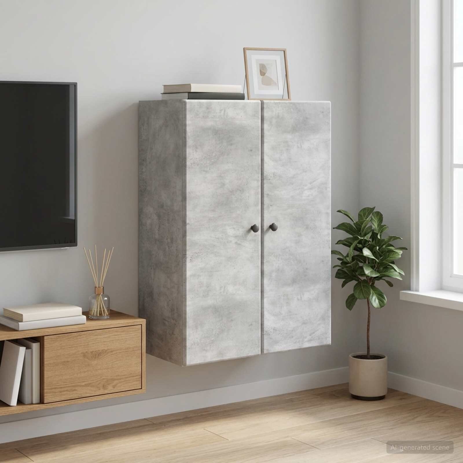 vidaXL Стенно шкафче 66 x 345 x 90 см Инженерна дървесина