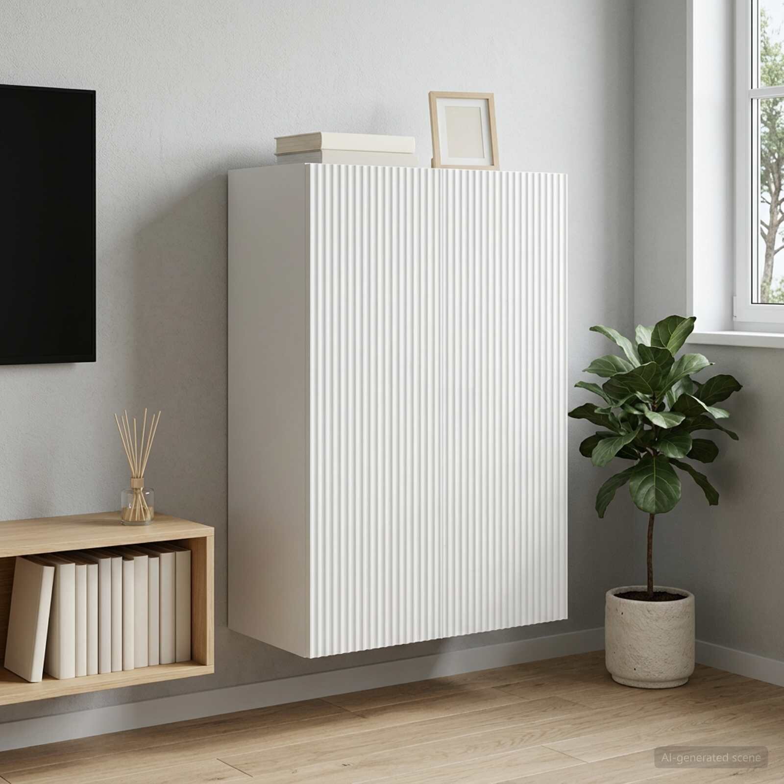 vidaXL Стенно шкафче 66 x 345 x 90 см Инженерна дървесина Бяло