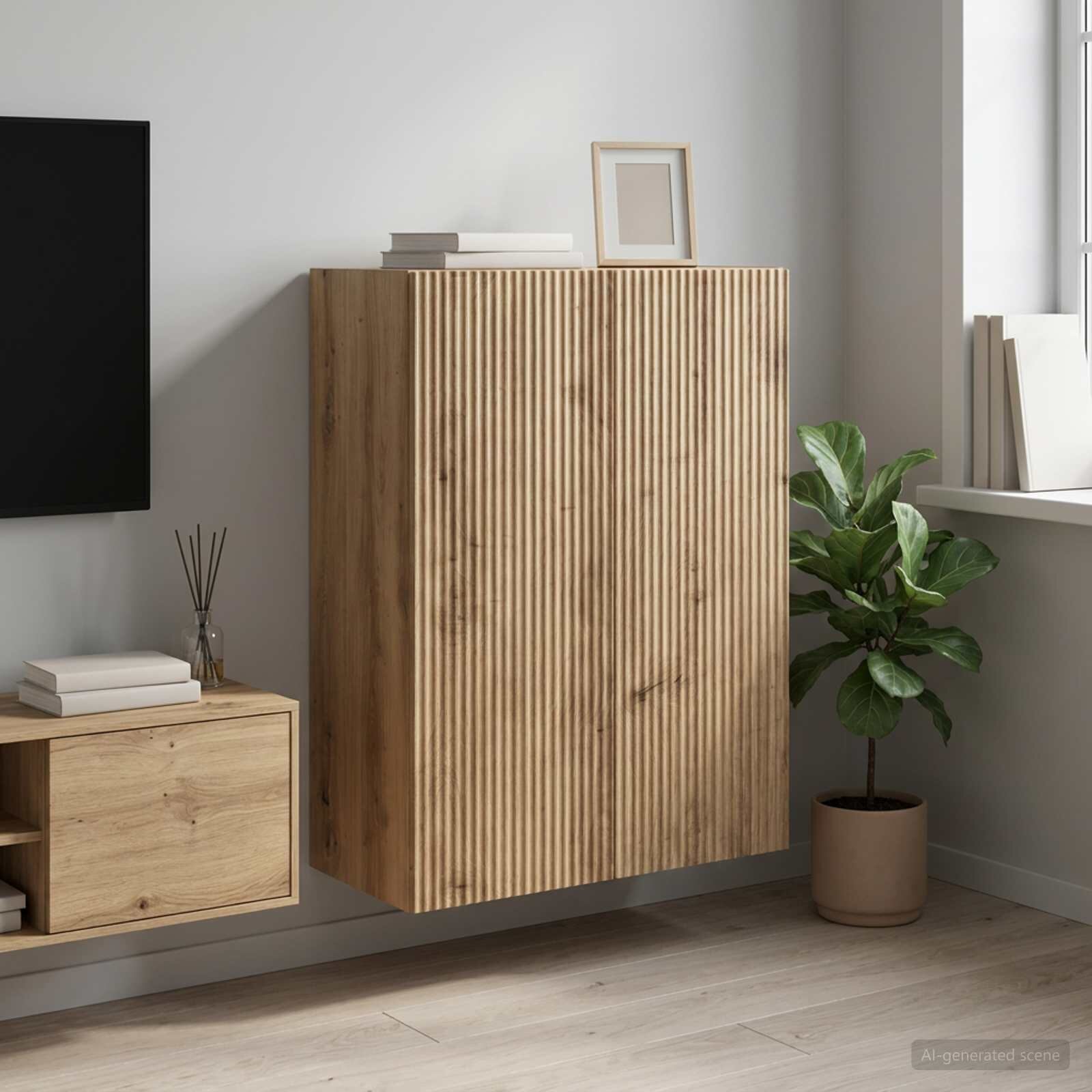 vidaXL Стенно шкафче 66 x 345 x 90 см Инженерна дървесина Дъб артизан