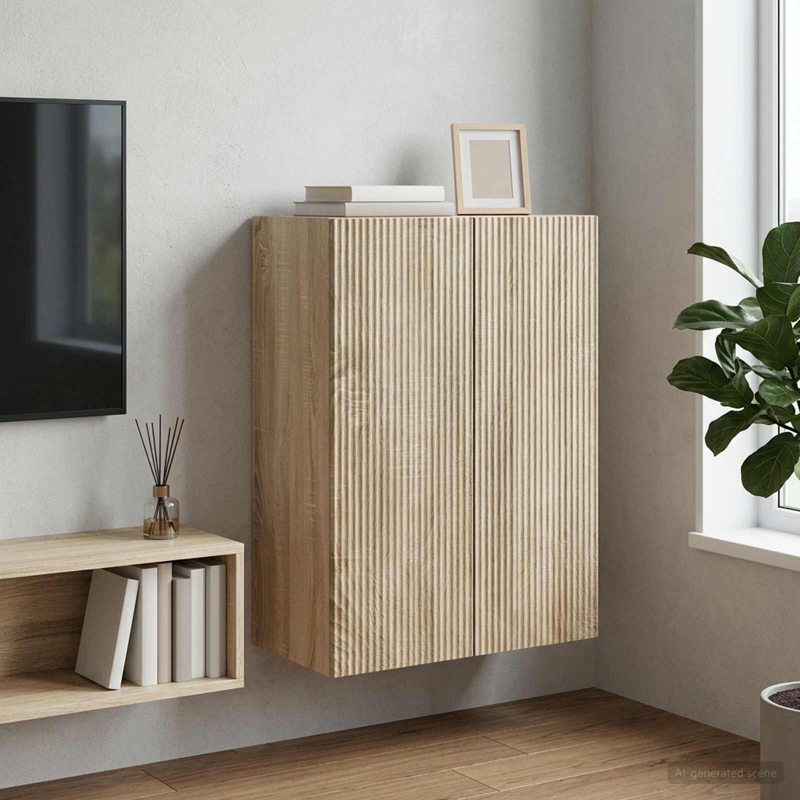 vidaXL Стенно шкафче 66 x 345 x 90 см Инженерна дървесина Дъб сонома