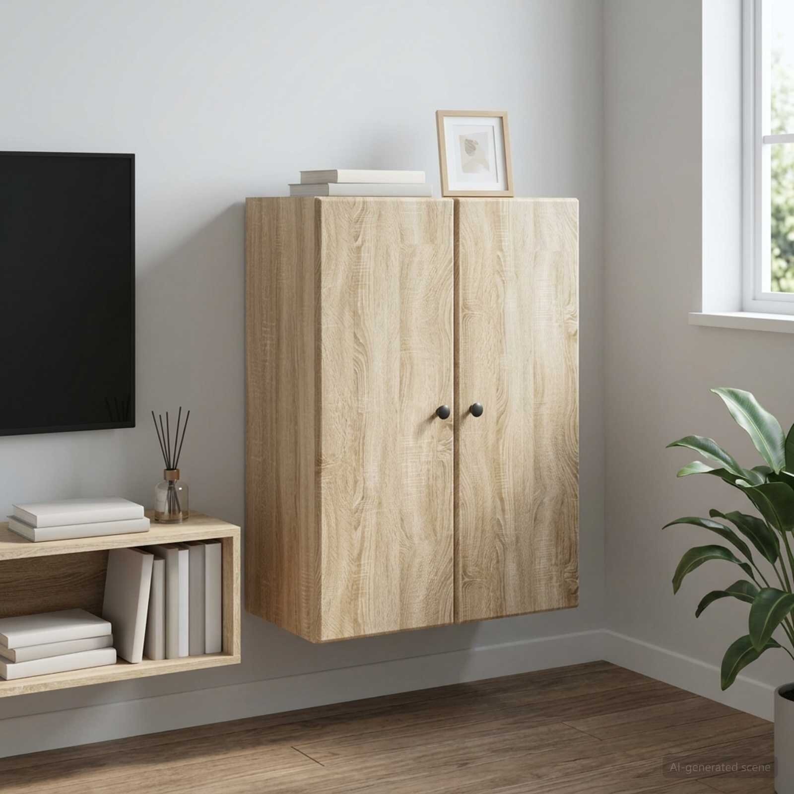 vidaXL Стенно шкафче 66 x 345 x 90 см Инженерна дървесина Дъб сонома