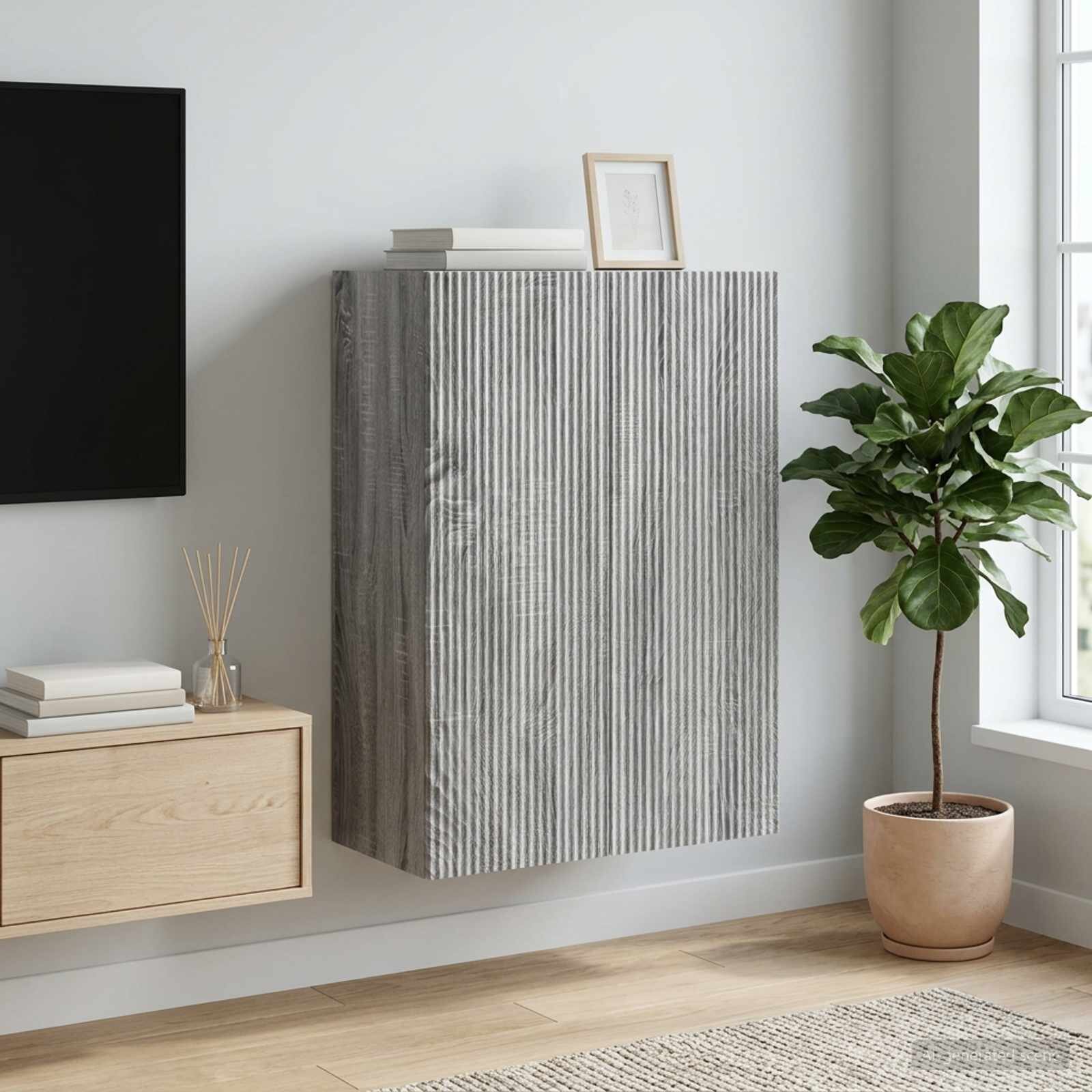 vidaXL Стенно шкафче 66 x 345 x 90 см Инженерна дървесина Сив Сонома