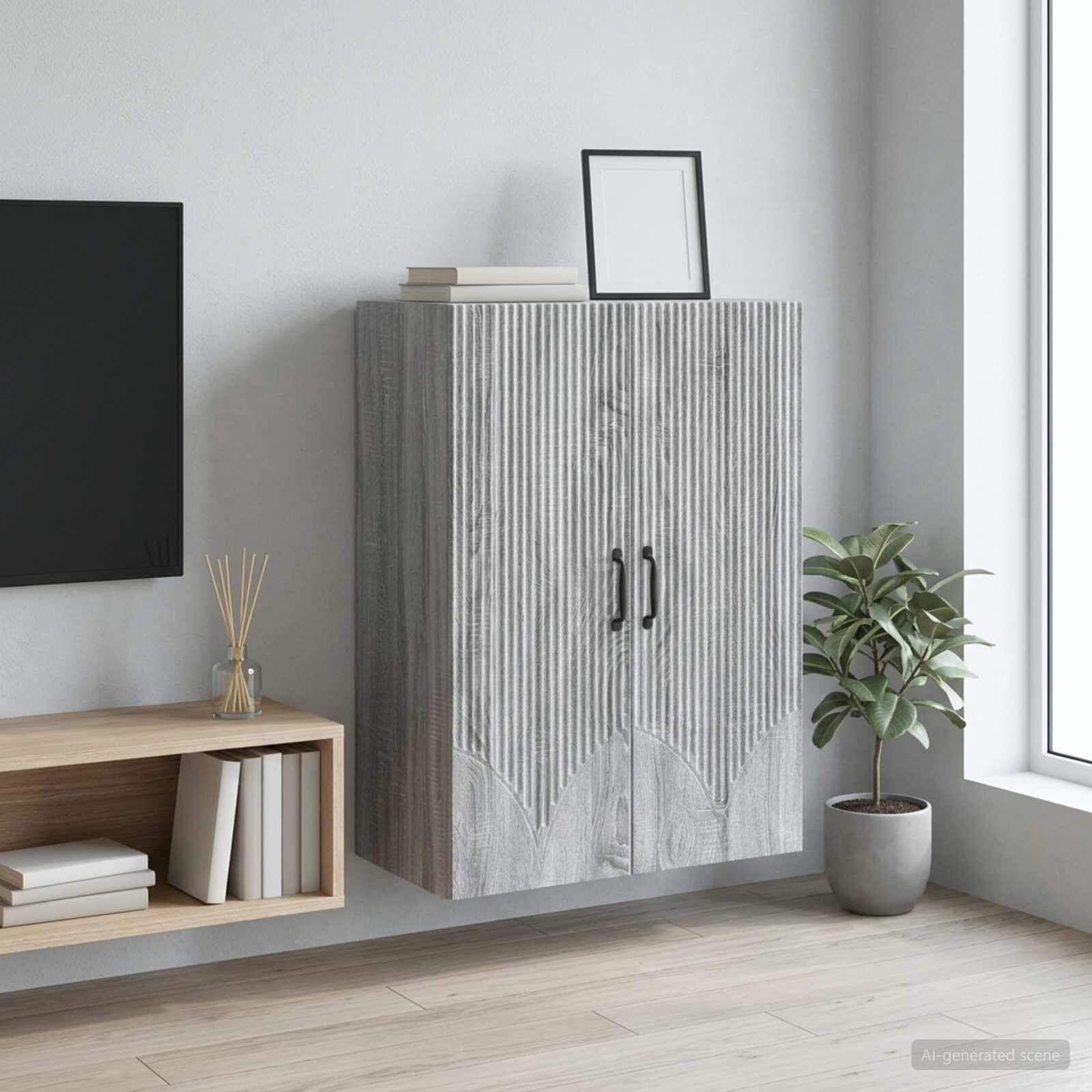 vidaXL Стенно шкафче 66 x 345 x 90 см Инженерна дървесина Сив Сонома
