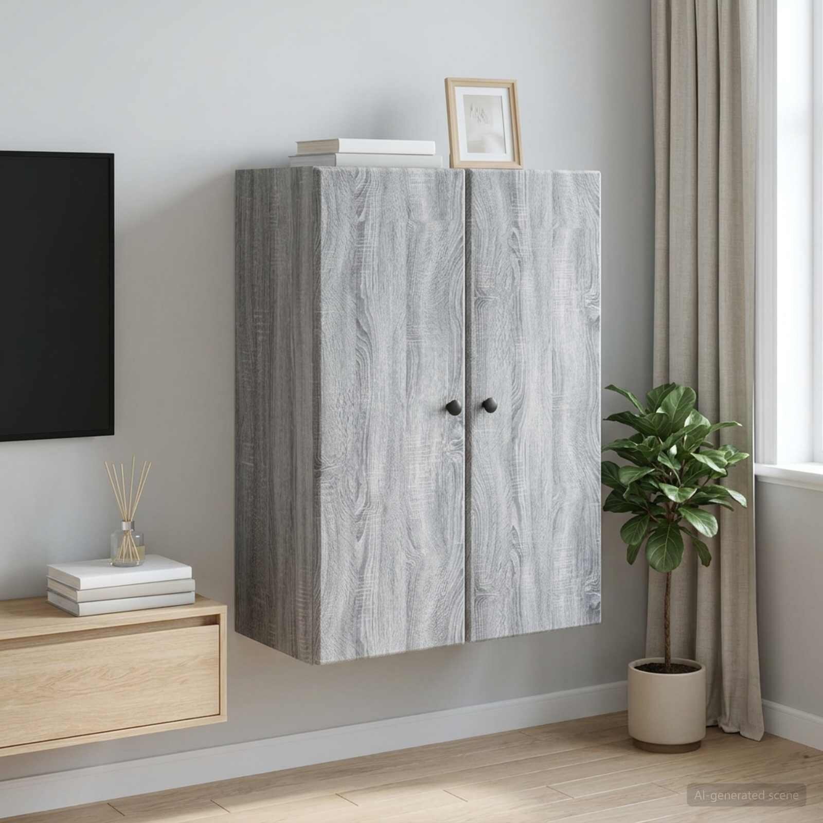 vidaXL Стенно шкафче 66 x 345 x 90 см Инженерна дървесина Сив Сонома
