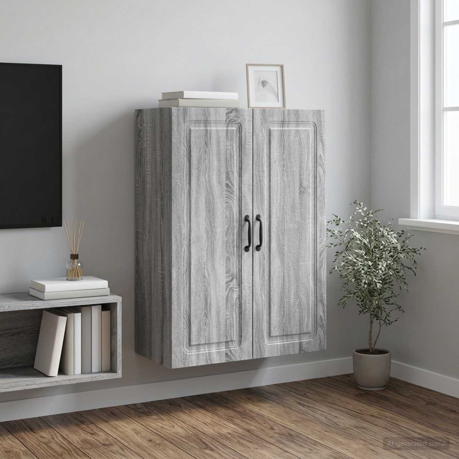 vidaXL Стенно шкафче 66 x 345 x 90 см Инженерна дървесина Сив Сонома