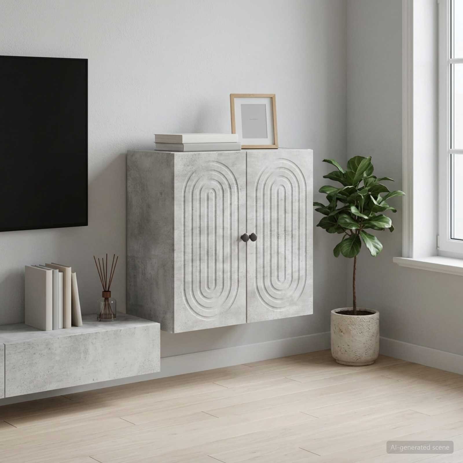 vidaXL Стенно шкафче Бетонно сиво 59 x 31 x 60 см Инженерна дървесина