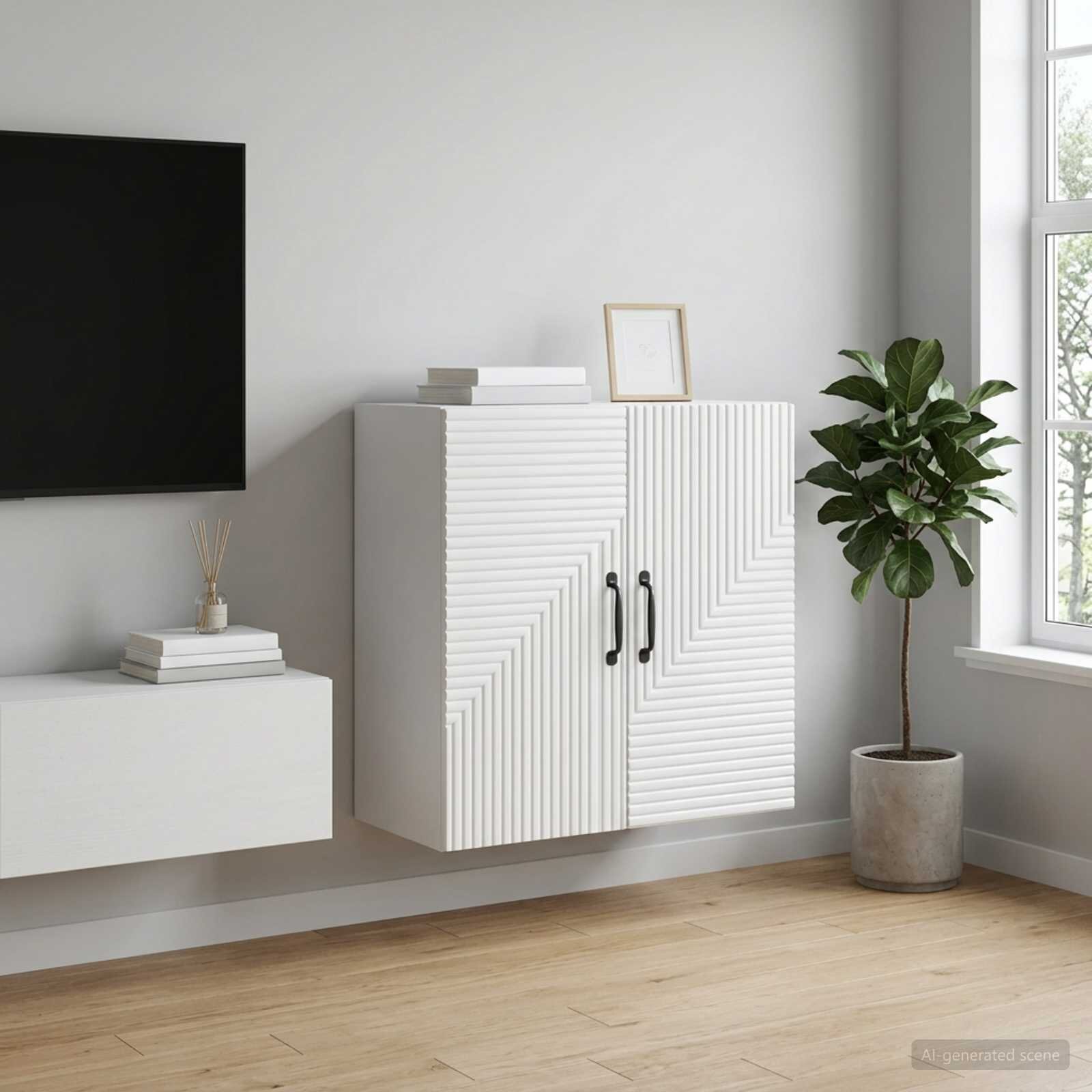 vidaXL Стенно шкафче Бял гланц 59 x 31 x 60 см Инженерна дървесина
