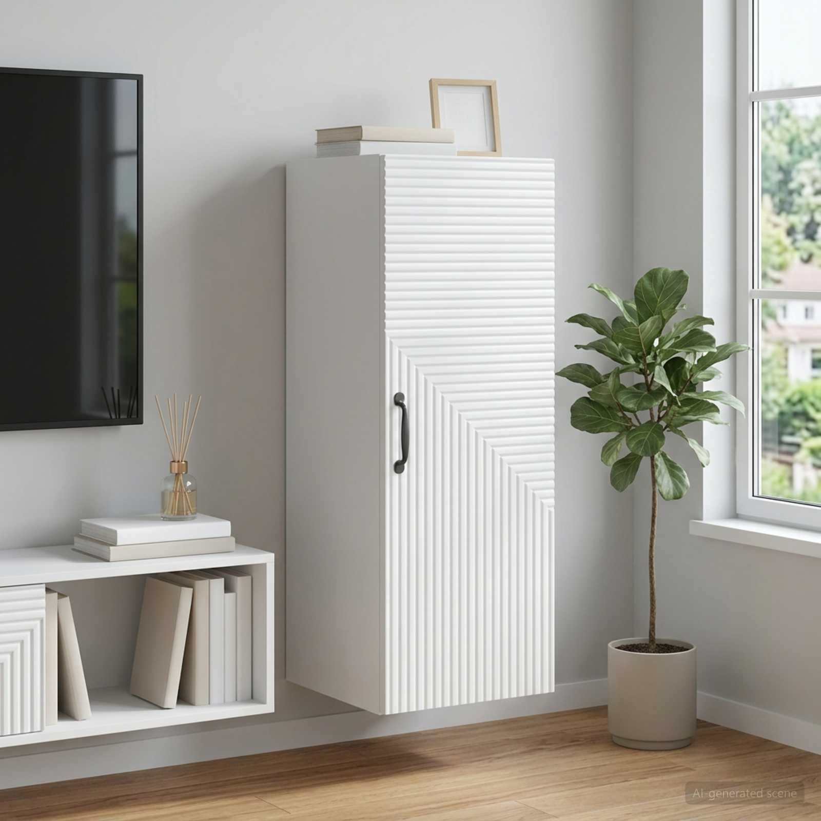 vidaXL Стенно шкафче Бяло 33 x 345 x 90 см Инженерна дървесина