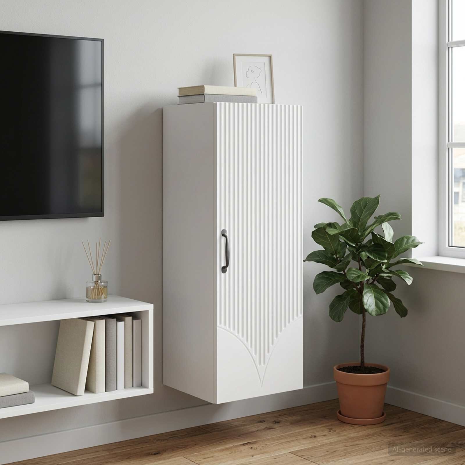 vidaXL Стенно шкафче Бяло 33 x 345 x 90 см Инженерна дървесина