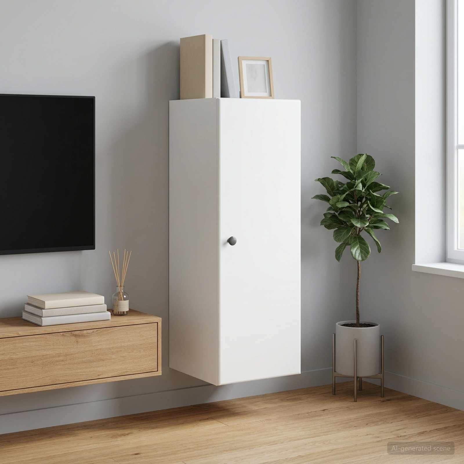 vidaXL Стенно шкафче Бяло 33 x 345 x 90 см Инженерна дървесина
