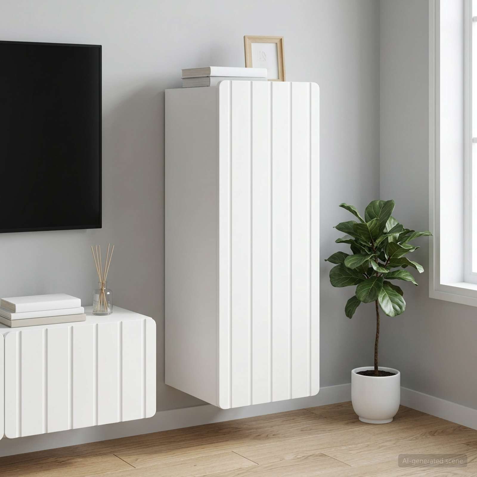 vidaXL Стенно шкафче Бяло 33 x 345 x 94 см Инженерна дървесина
