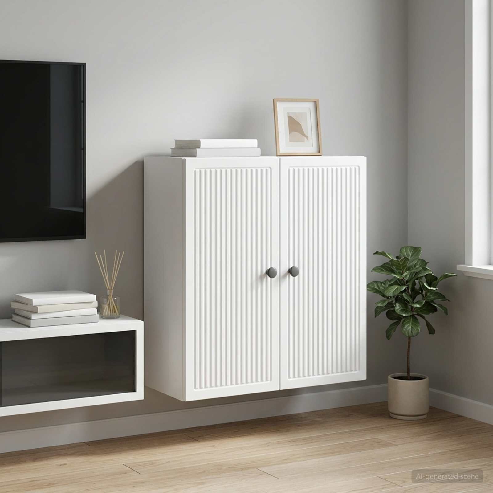 vidaXL Стенно шкафче Бяло 59 x 31 x 60 см Инженерна дървесина