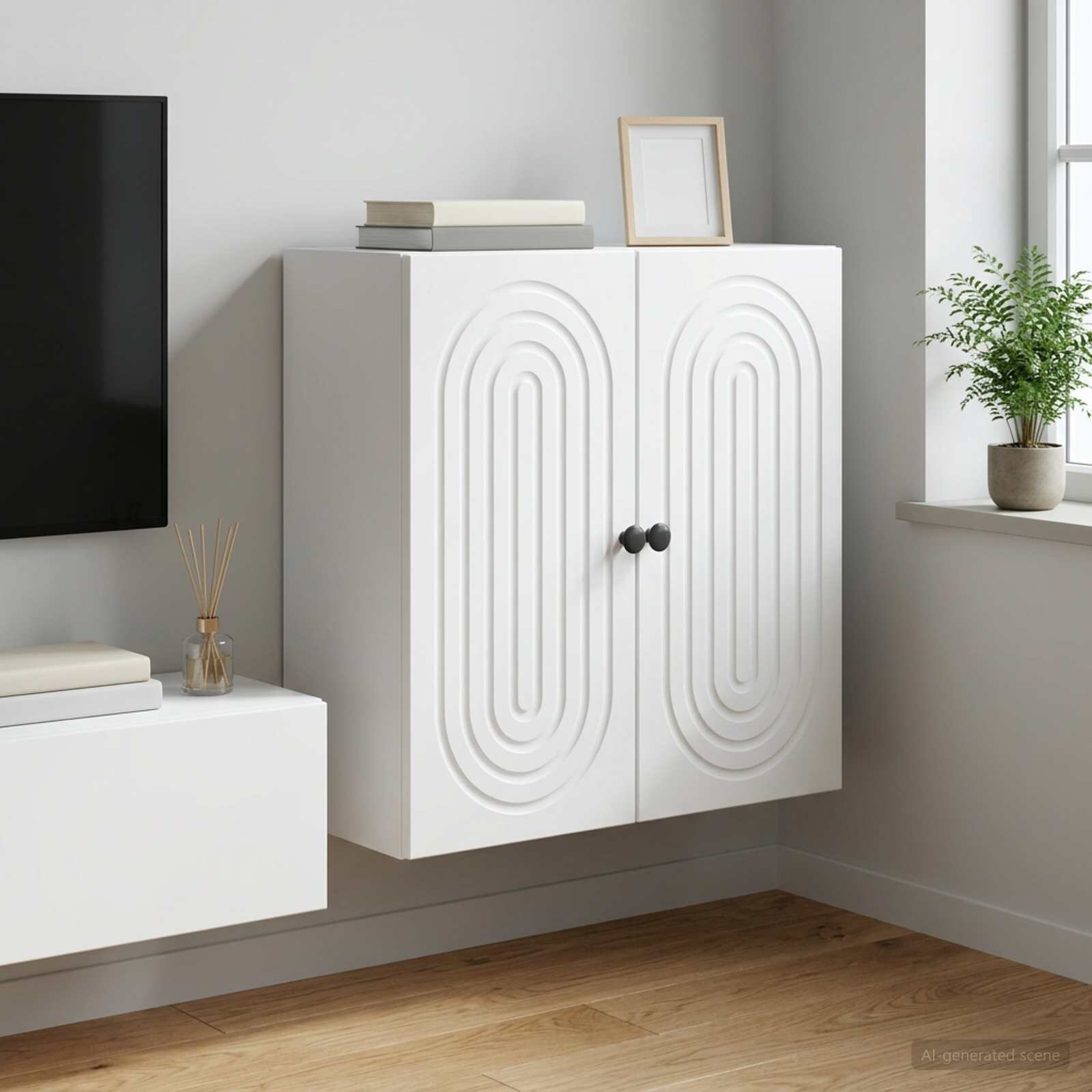 vidaXL Стенно шкафче Бяло 59 x 31 x 60 см Инженерна дървесина