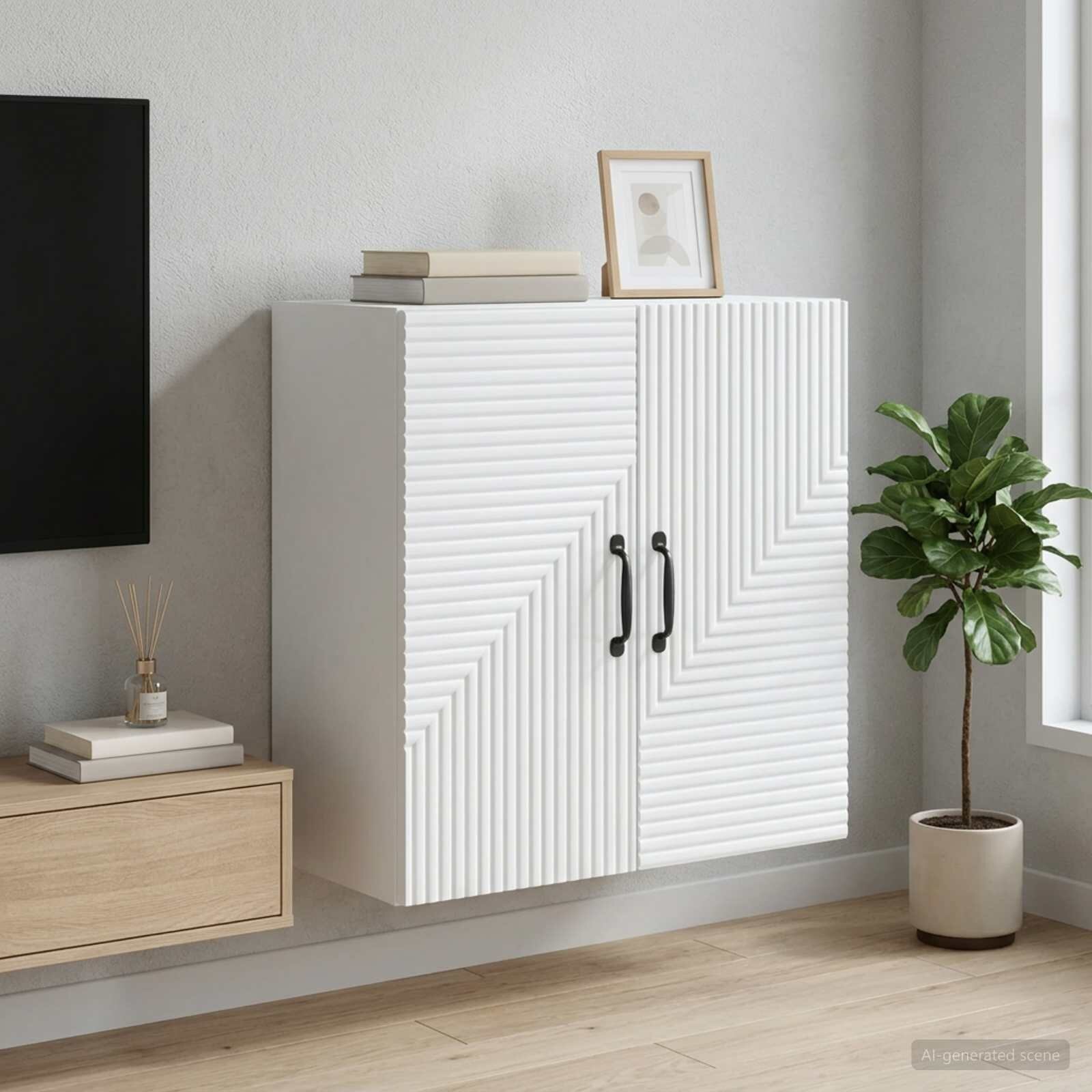 vidaXL Стенно шкафче Бяло 59 x 31 x 60 см Инженерна дървесина