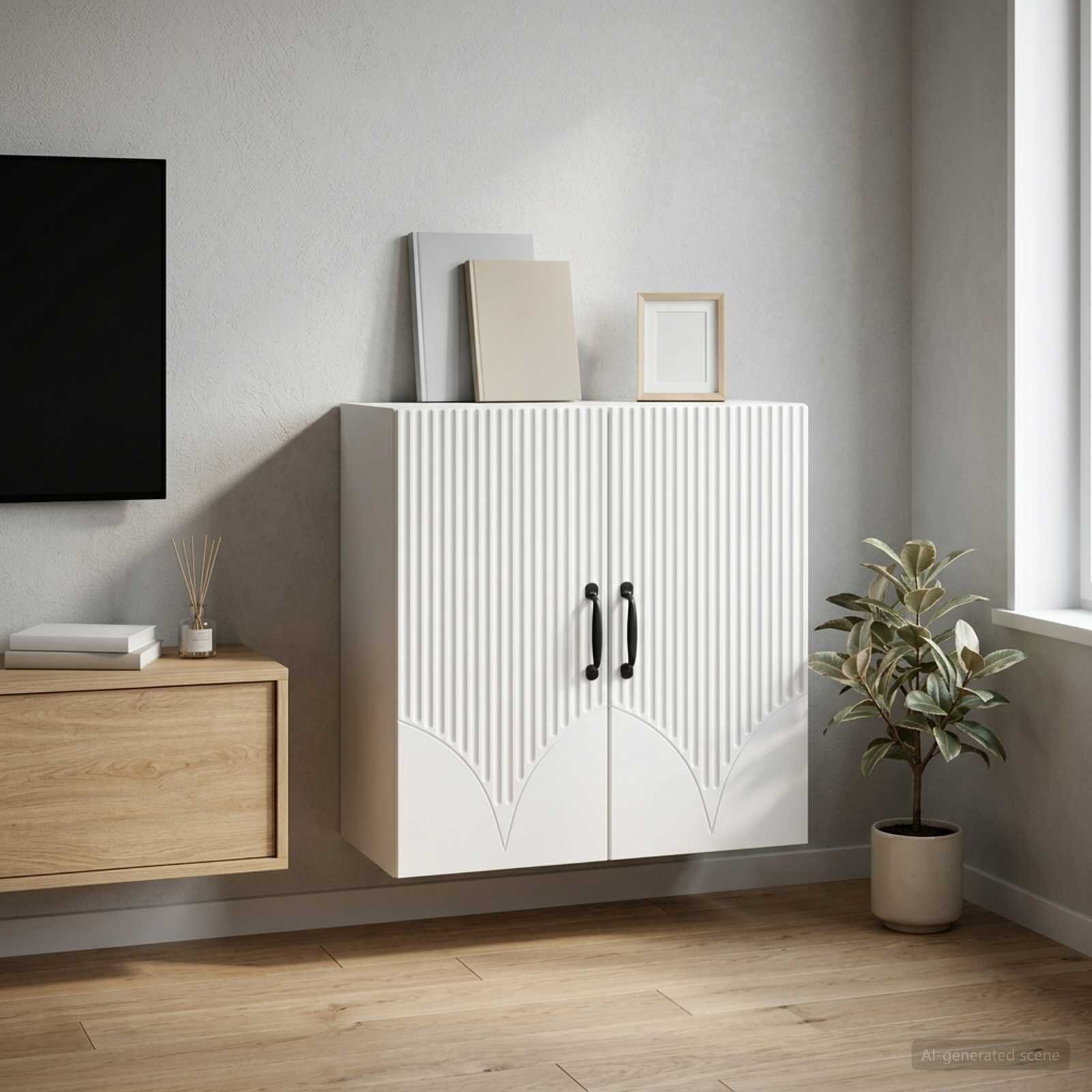 vidaXL Стенно шкафче Бяло 59 x 31 x 60 см Инженерна дървесина