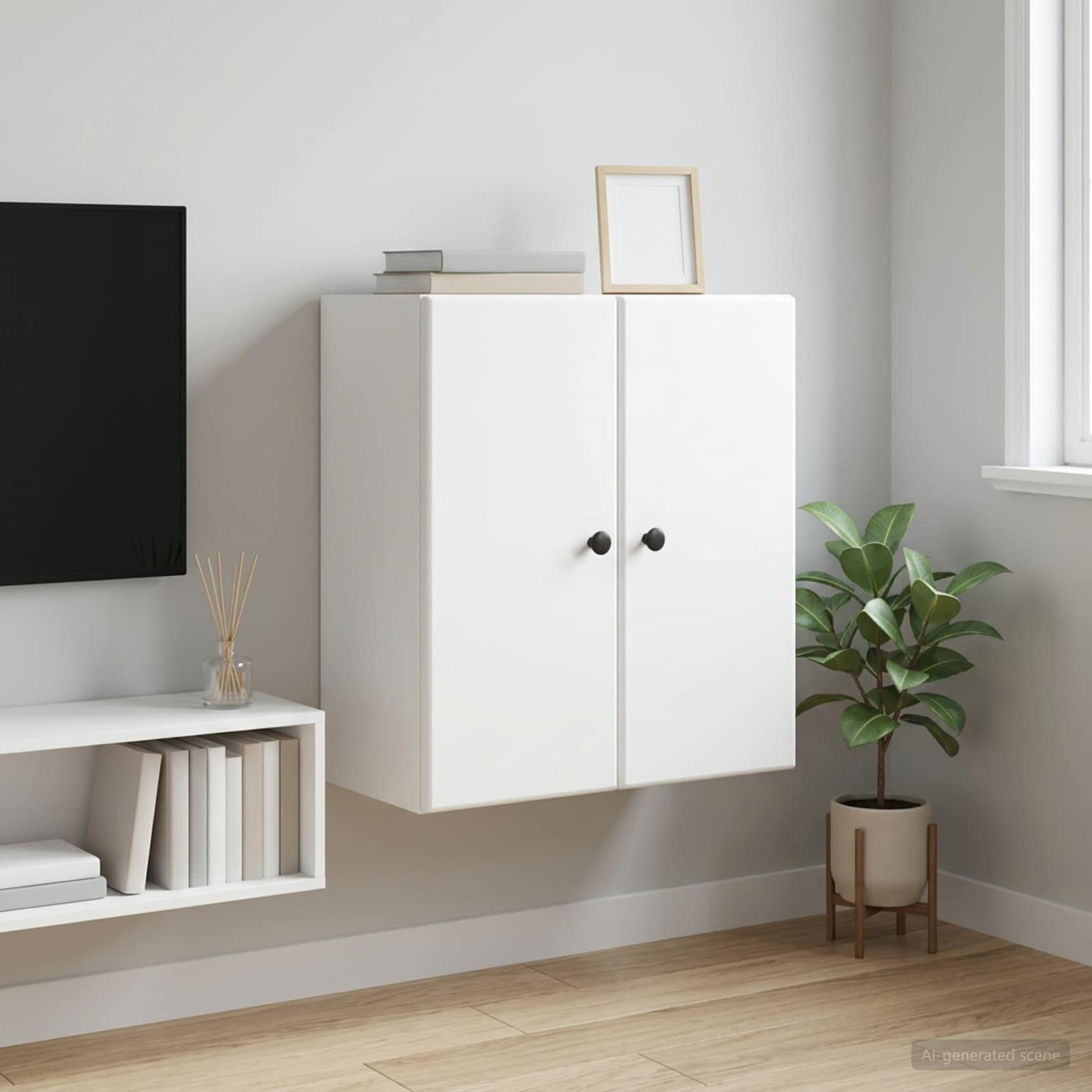 vidaXL Стенно шкафче Бяло 59 x 31 x 60 см Инженерна дървесина