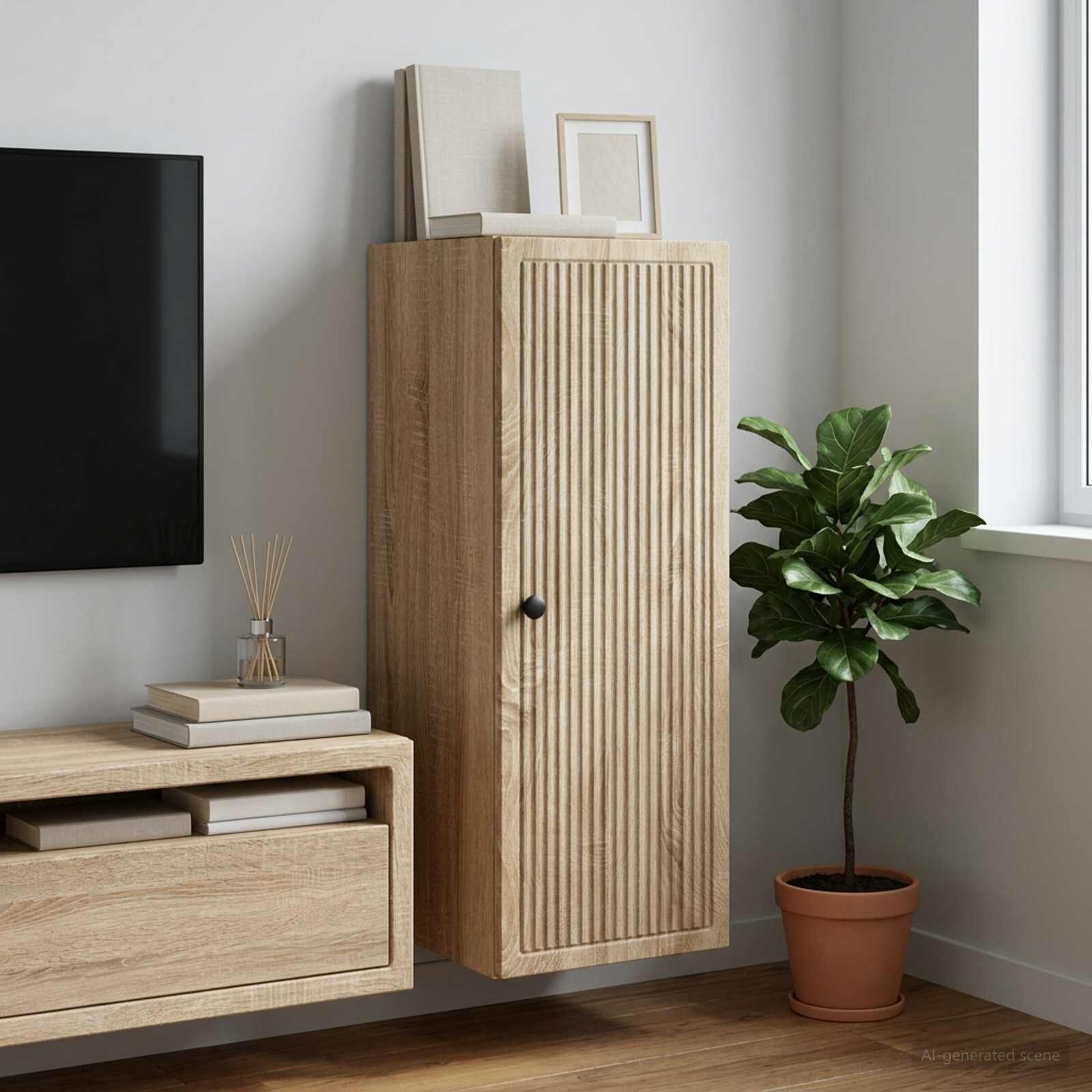 vidaXL Стенно шкафче Дъб сонома 33 x 345 x 90 см Инженерна дървесина