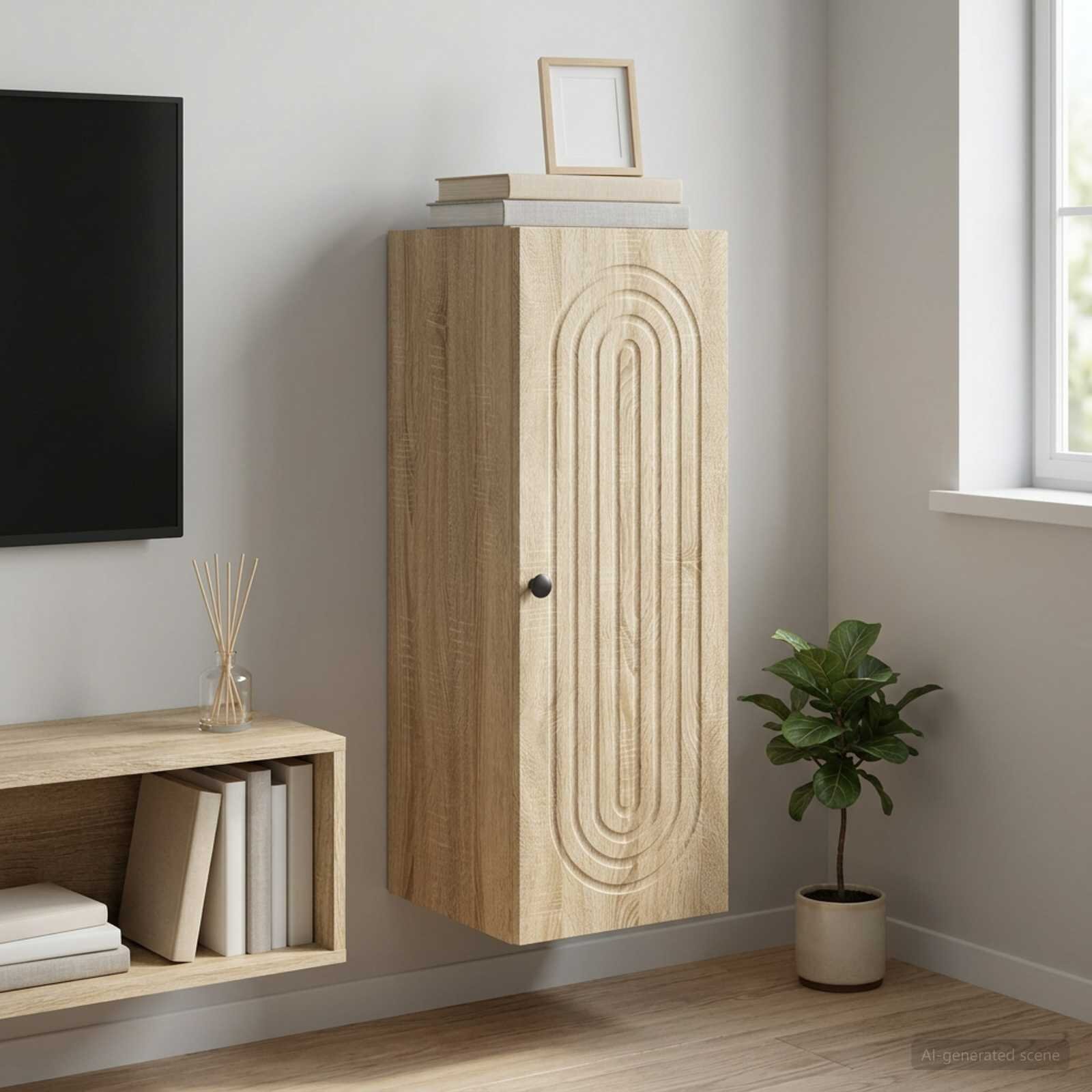 vidaXL Стенно шкафче Дъб сонома 33 x 345 x 90 см Инженерна дървесина
