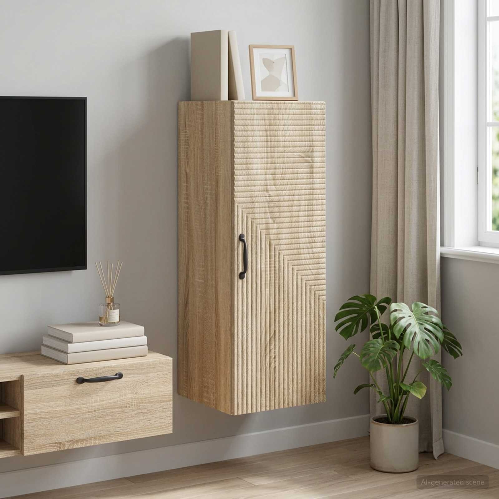vidaXL Стенно шкафче Дъб сонома 33 x 345 x 90 см Инженерна дървесина