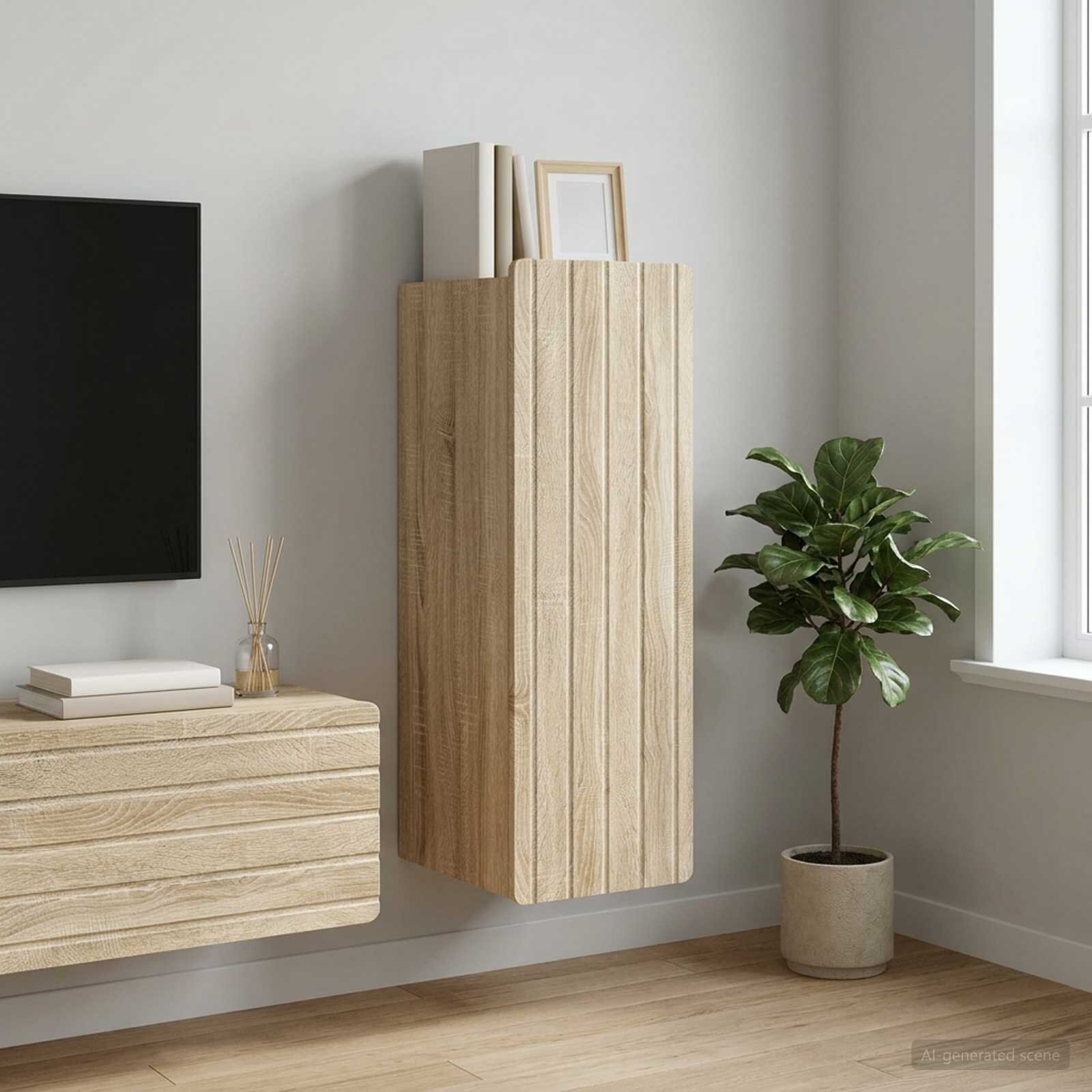 vidaXL Стенно шкафче Дъб сонома 33 x 345 x 94 см Инженерна дървесина