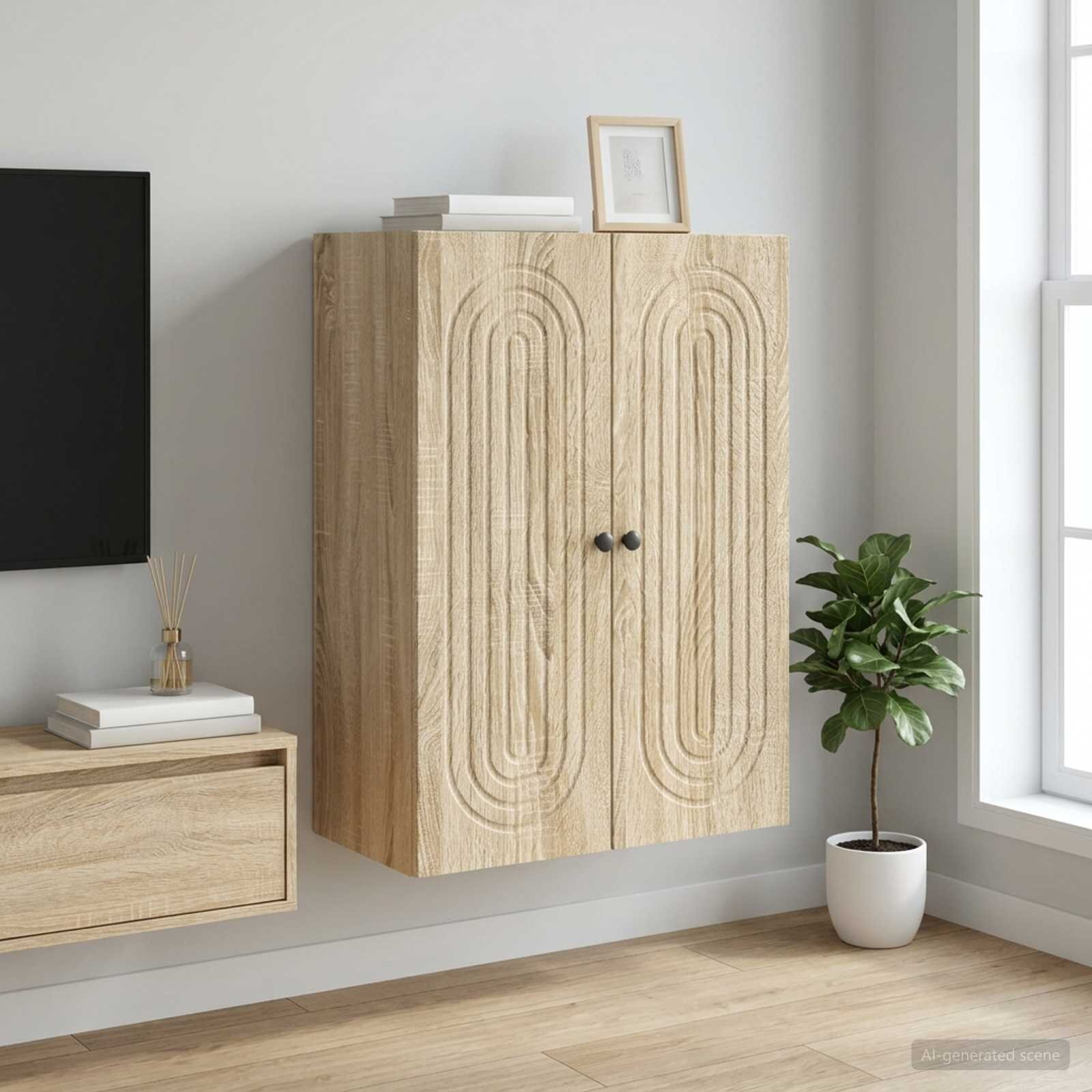 vidaXL Стенно шкафче Дъб сонома 66 x 345 x 90 см Инженерна дървесина