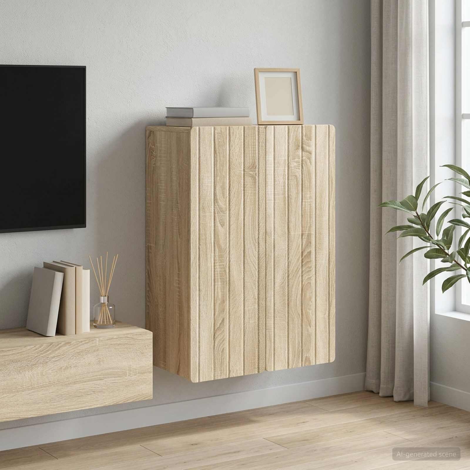 vidaXL Стенно шкафче Дъб сонома 66 x 345 x 92 см Инженерна дървесина