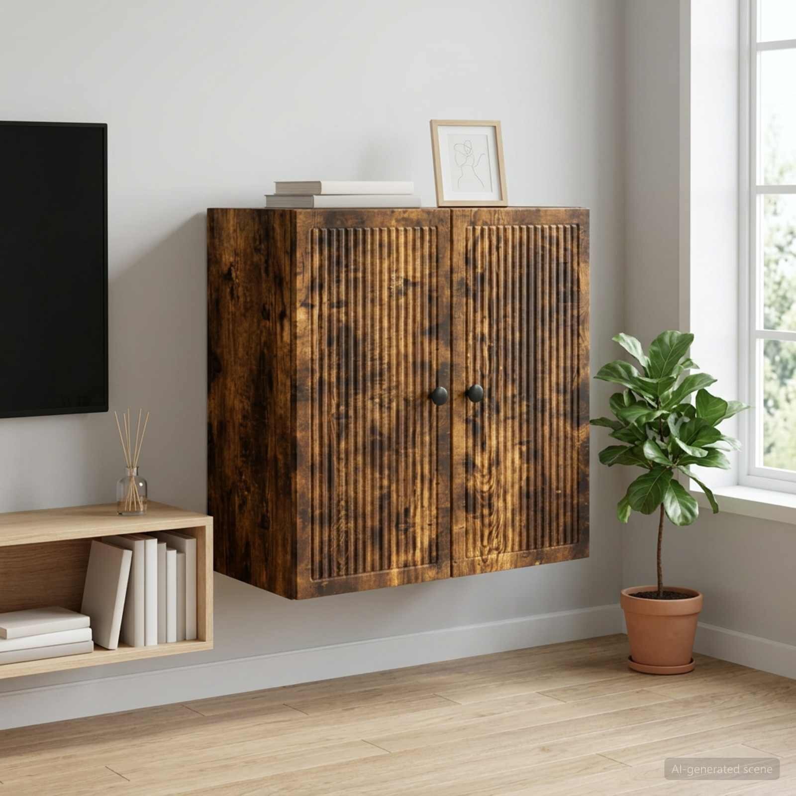vidaXL Стенно шкафче Опушен дъб 59 x 31 x 60 см Инженерна дървесина