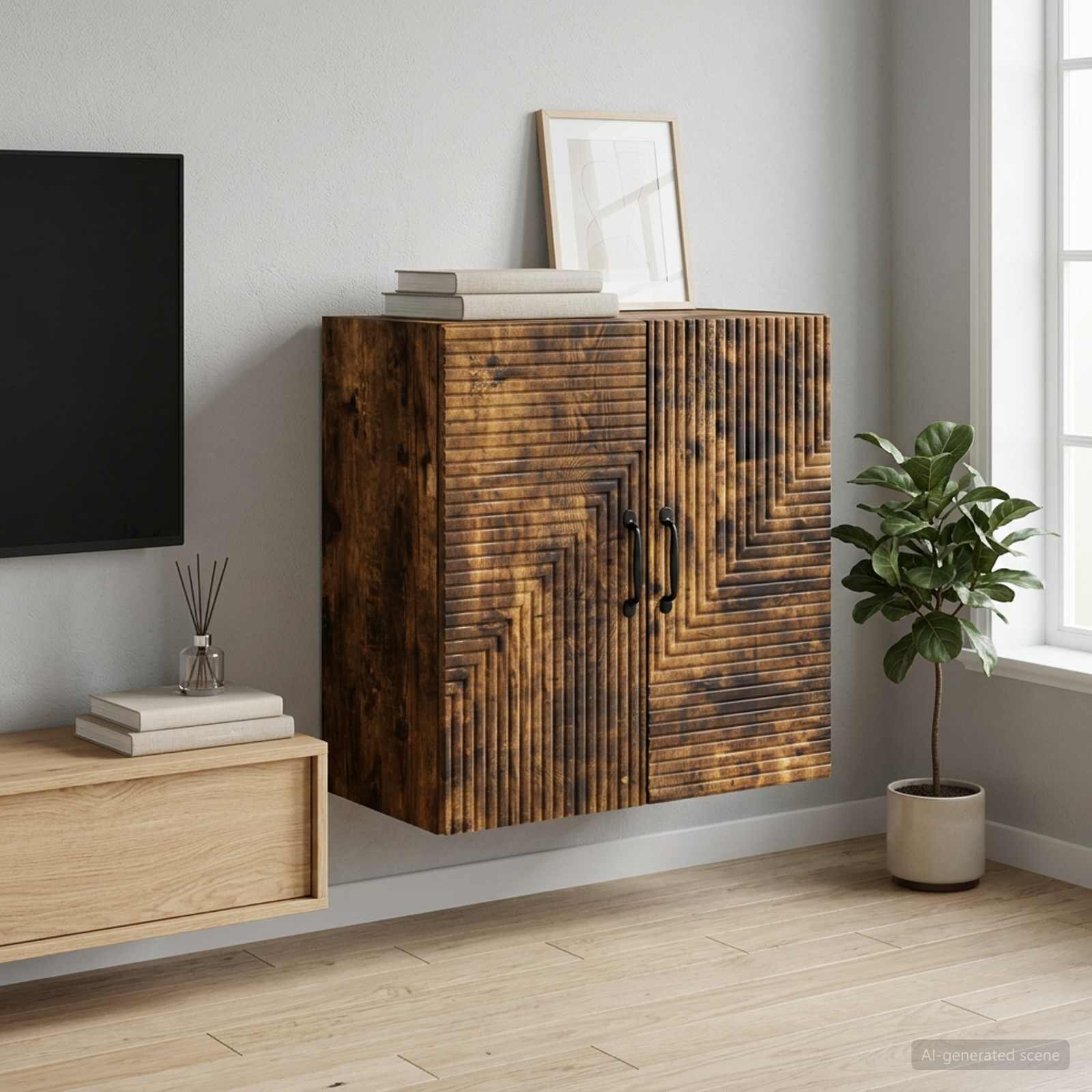 vidaXL Стенно шкафче Опушен дъб 59 x 31 x 60 см Инженерна дървесина