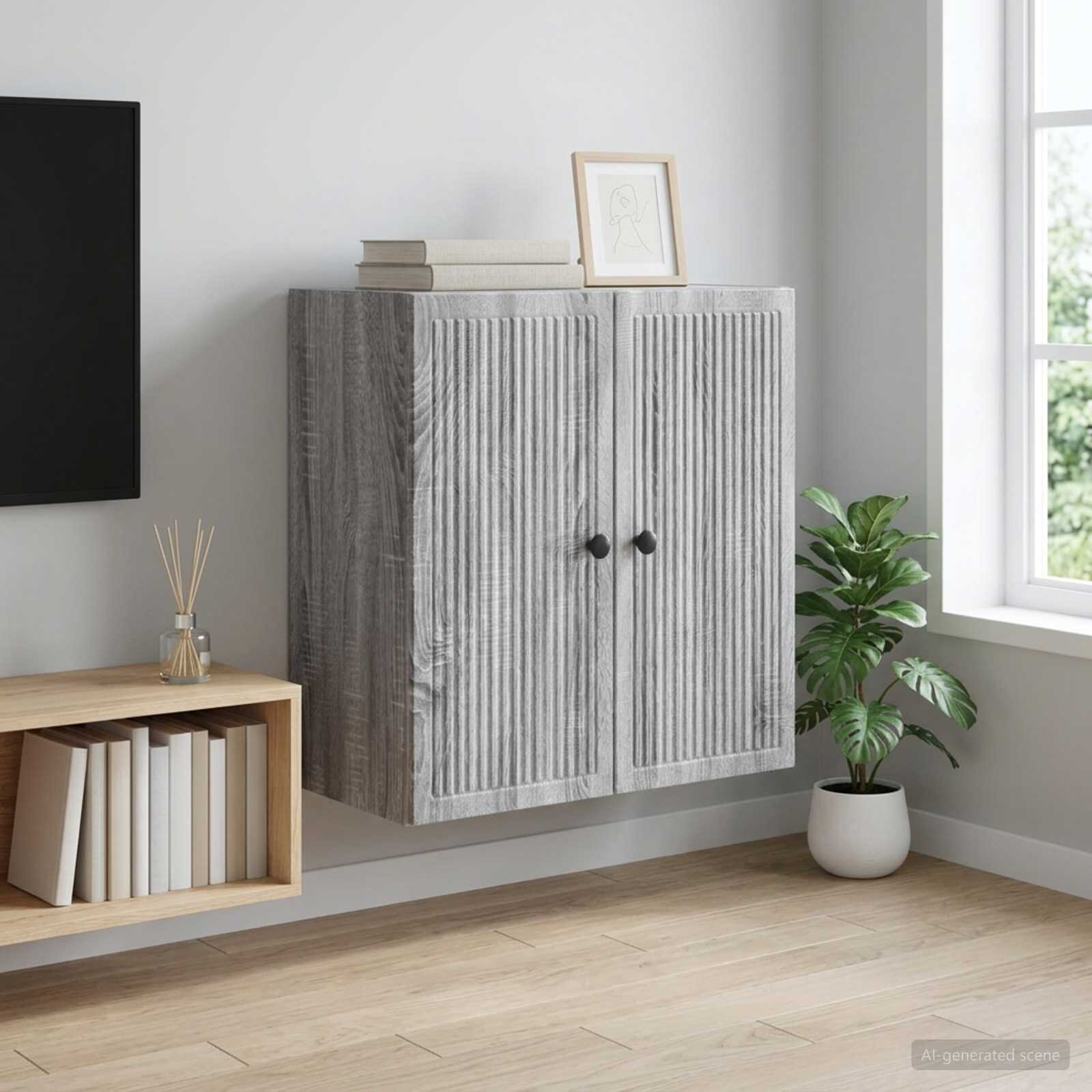 vidaXL Стенно шкафче Сив Сонома 59 x 31 x 60 см Инженерна дървесина