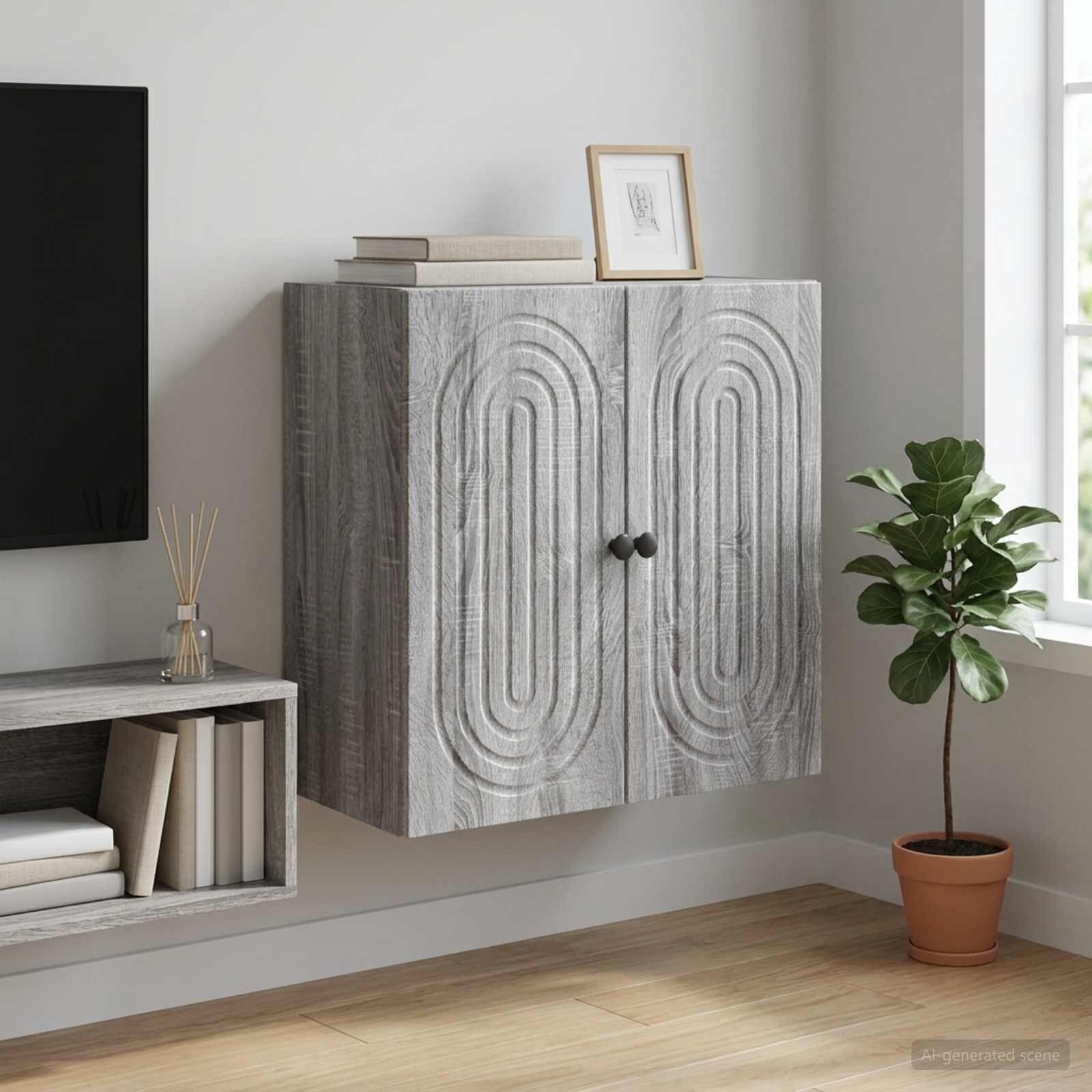 vidaXL Стенно шкафче Сив Сонома 59 x 31 x 60 см Инженерна дървесина