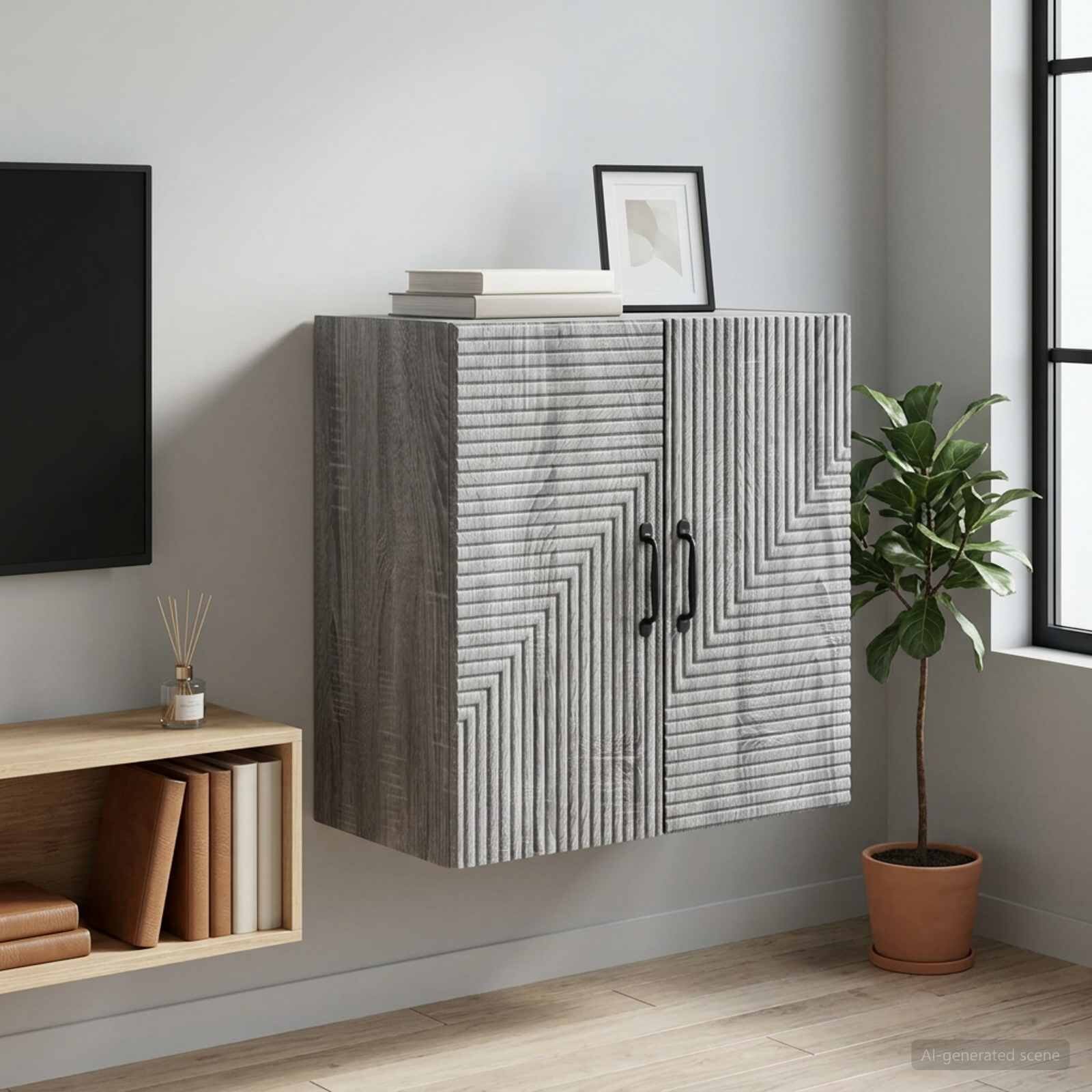 vidaXL Стенно шкафче Сив Сонома 59 x 31 x 60 см Инженерна дървесина