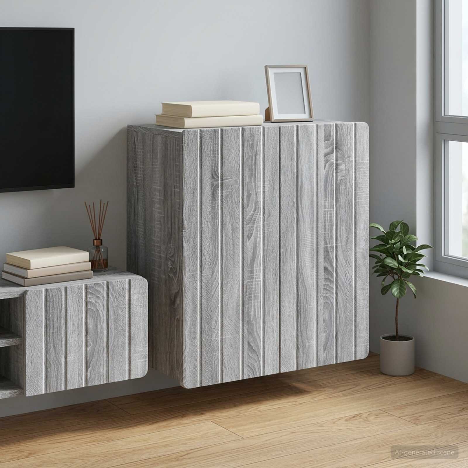vidaXL Стенно шкафче Сив Сонома 59 x 31 x 64 см Инженерна дървесина