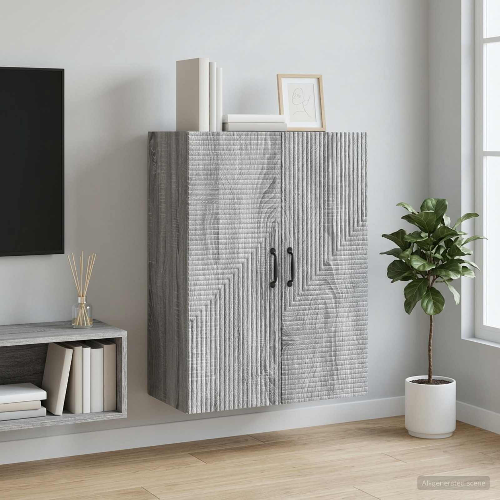 vidaXL Стенно шкафче Сив Сонома 66 x 345 x 90 см Инженерна дървесина