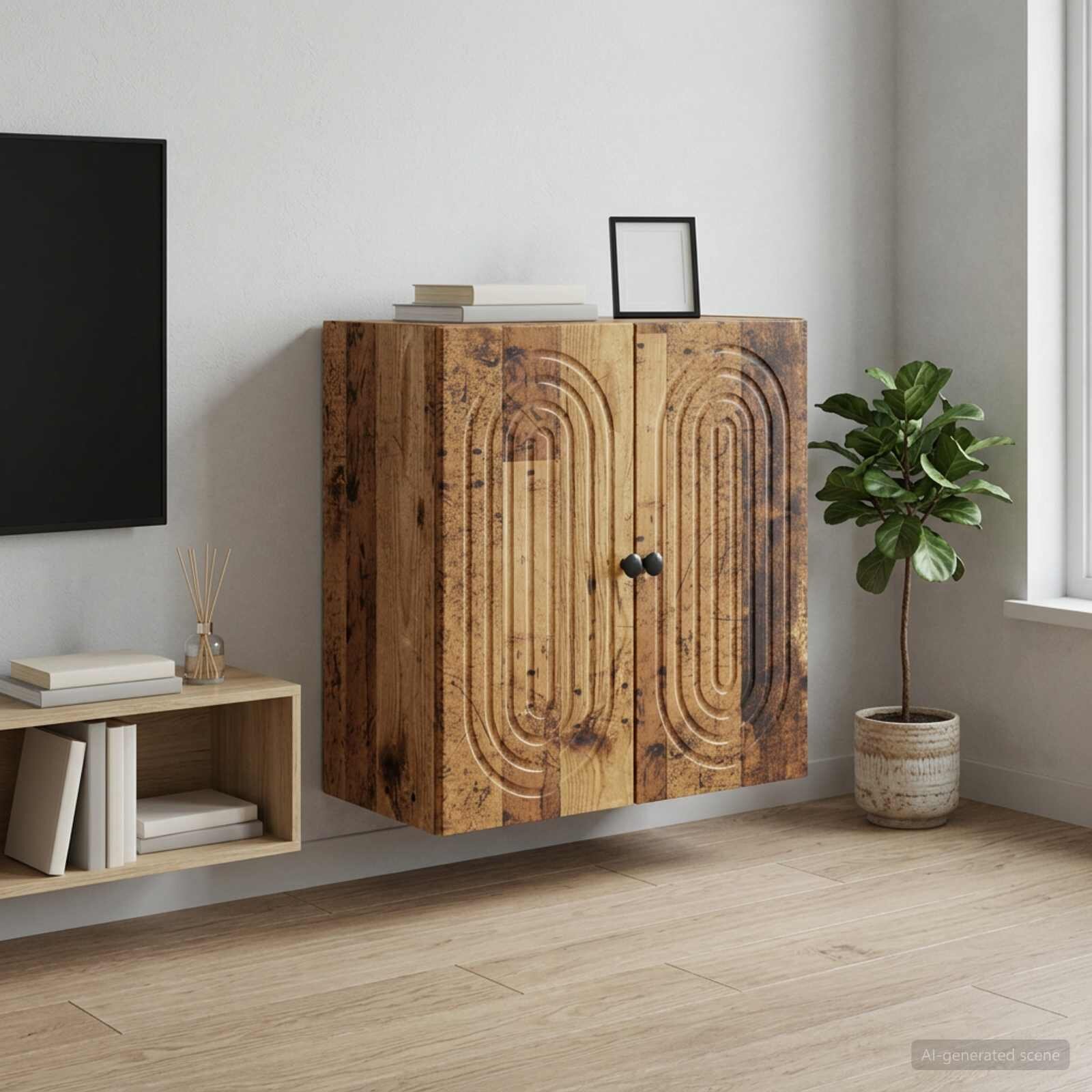 vidaXL Стенно шкафче Старо дърво 59 x 31 x 60 см Инженерна дървесина