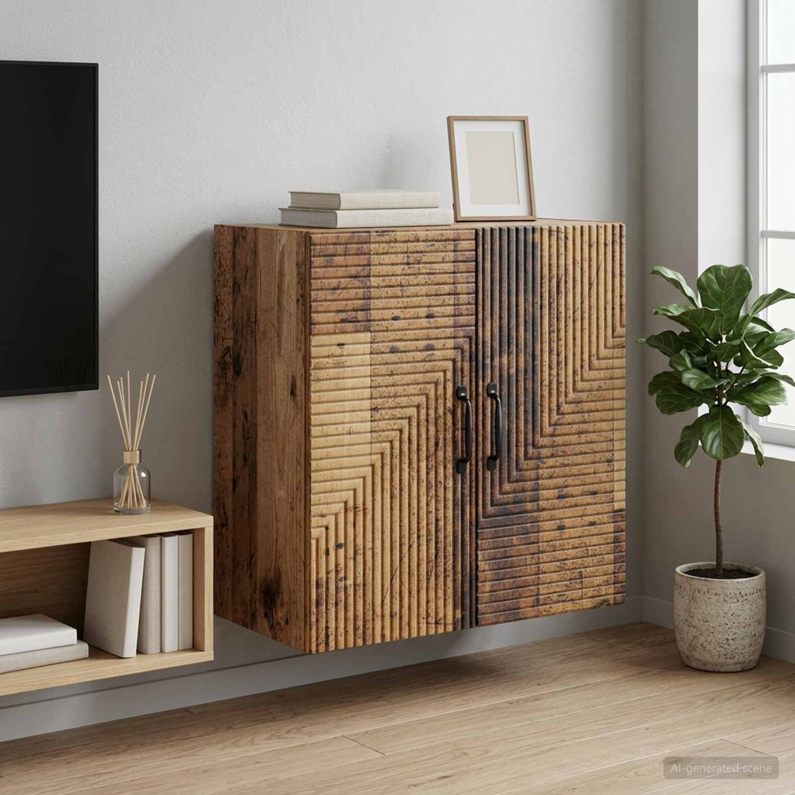 vidaXL Стенно шкафче Старо дърво 59 x 31 x 60 см Инженерна дървесина