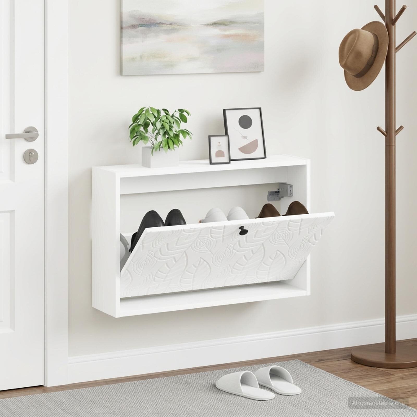 vidaXL Стенно шкафче за обувки DELFT 71 x 17 x 43 см Бяло