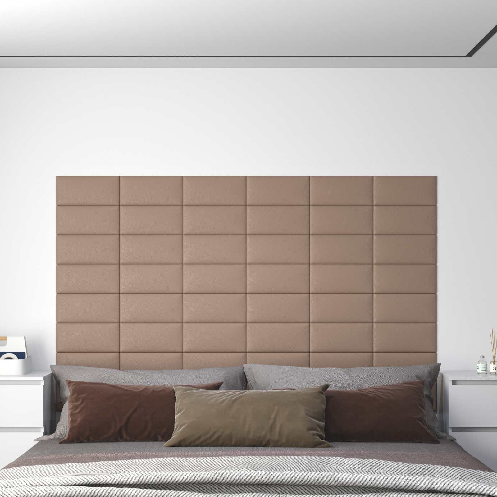 vidaXL Стенно табло за легло 12 бр. 30 x 15 cm Капучино текстил